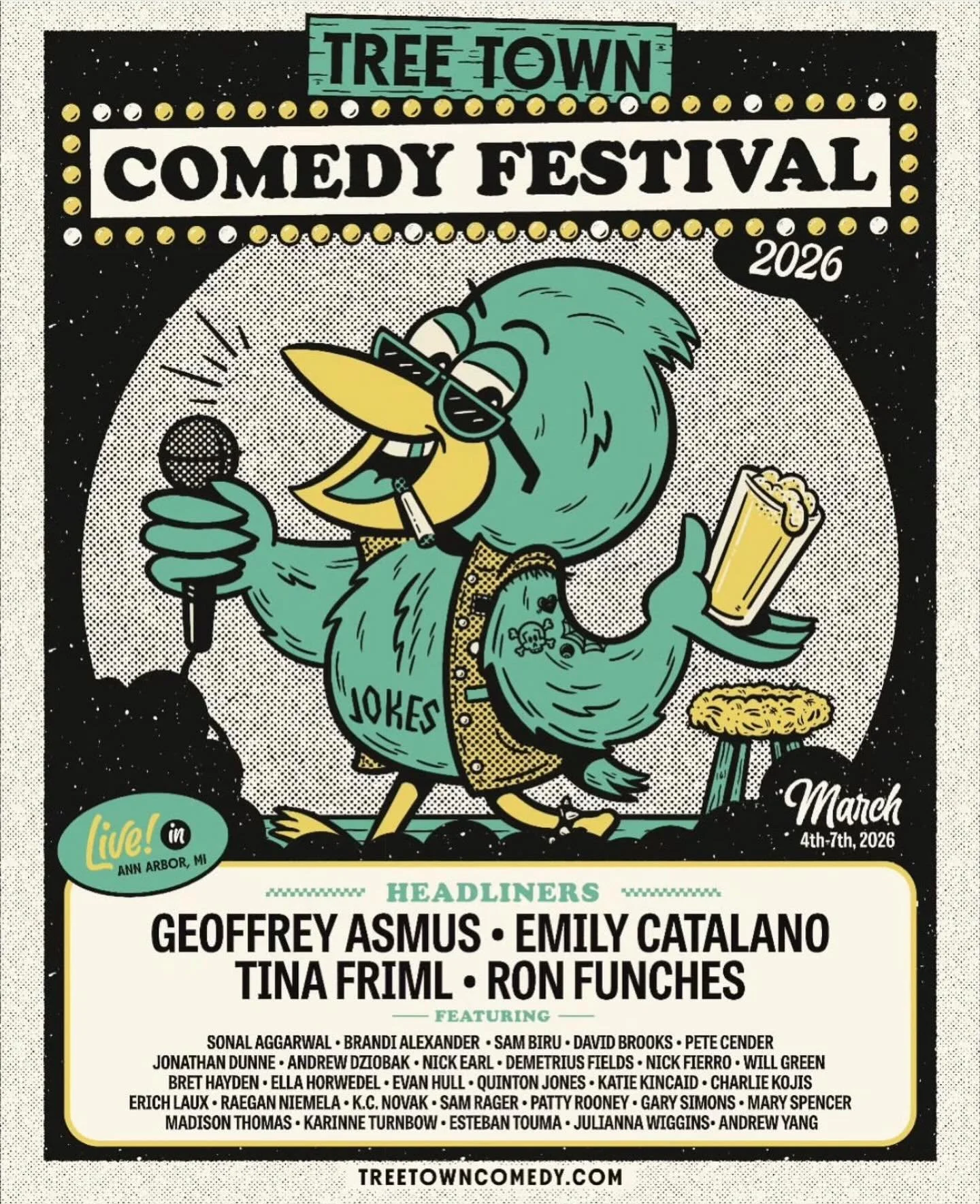 Had an awesome opportunity to brand the 2026 Tree Town Comedy Festival in Ann Arbor! As a huge lover of all things funny, being able to put my spin on things for this awesome, semi-local event, hosted by such a punk-rock place, this felt like a perfe
