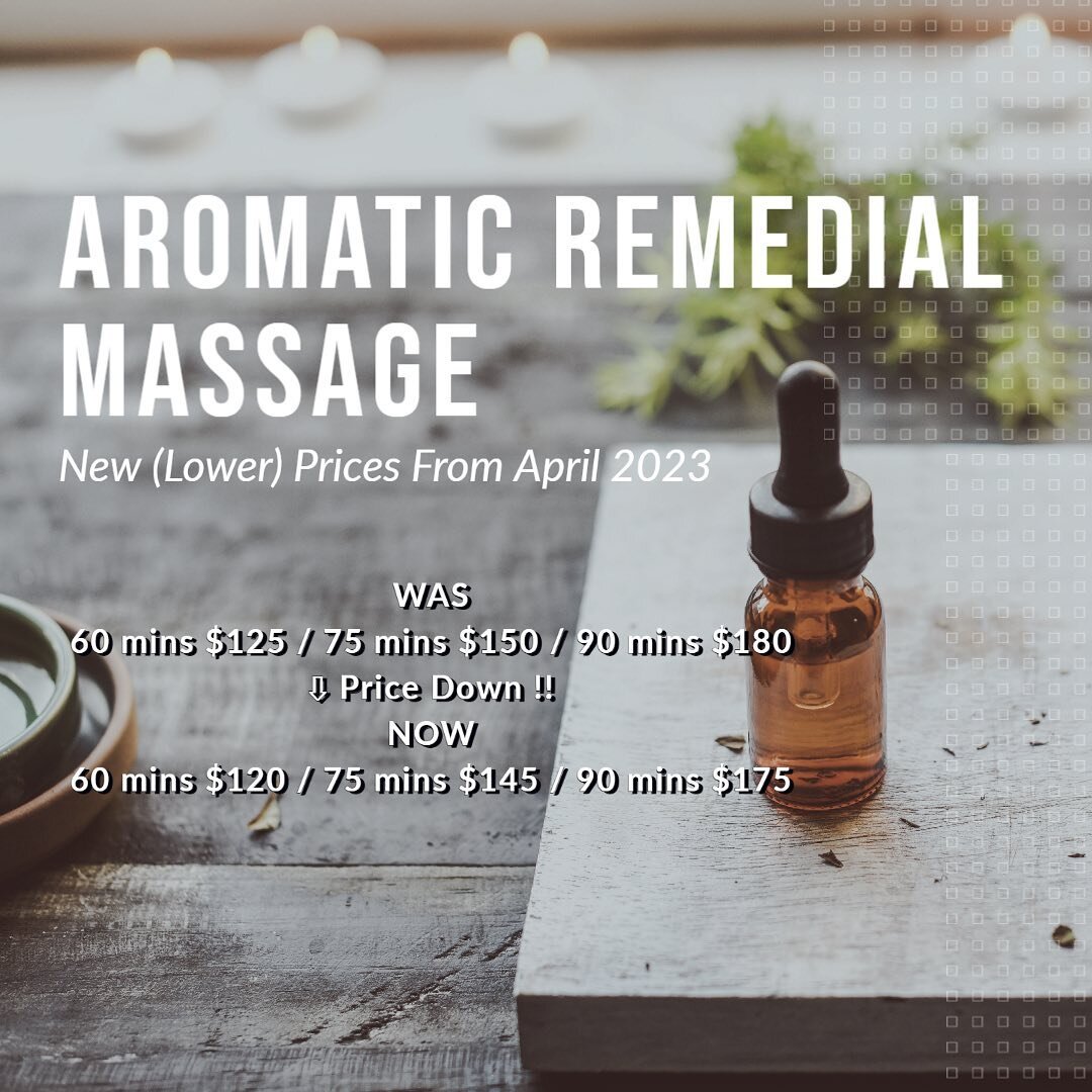Price Down ⤵️
Aromatic Remedial / Relaxation Massage.
It was an extra $10 on the cost of an original massage 
Now it&rsquo;s only $5!