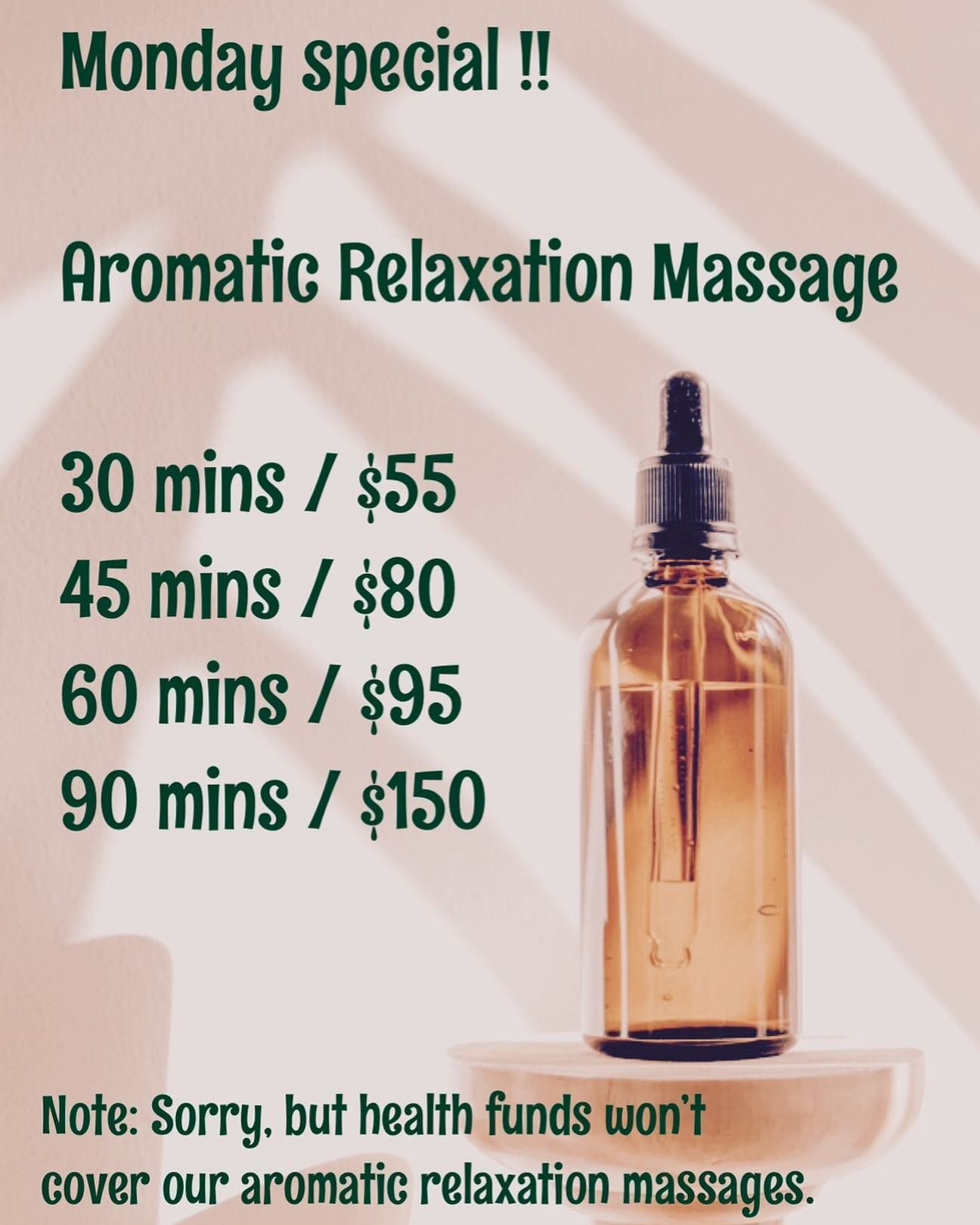 Monday special 🪷
******
Take a break from the stress of daily life and indulge in the healing benefits of our aromatherapy massage. 💆🏻&zwj;♀️💆🏻
We have some spots today for relaxation massage, please call us 0294103413 📞🙂
#massage #relaxationm