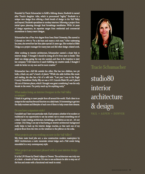 Western Home Journal, Winter/ Spring 2013: ‘Haute Altitude, Haute Designers’ Profile/Interview