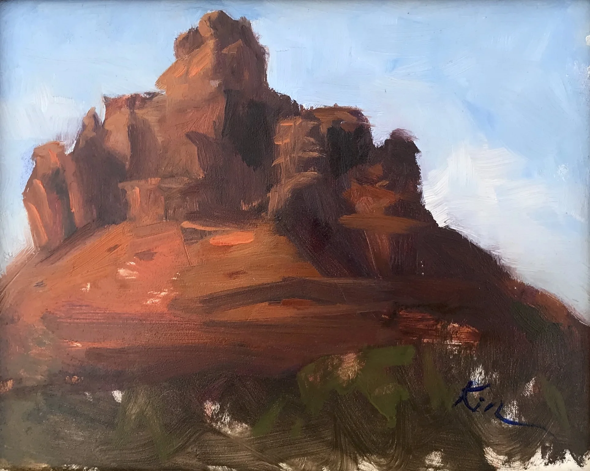 Bell Mountain, Sedona. Plein air study by Kimber Scott.