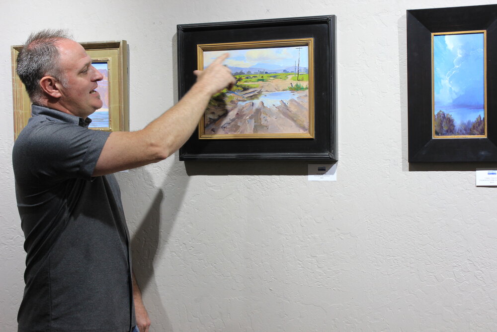 Mitch Critiquing Ernie Dollman's Painting