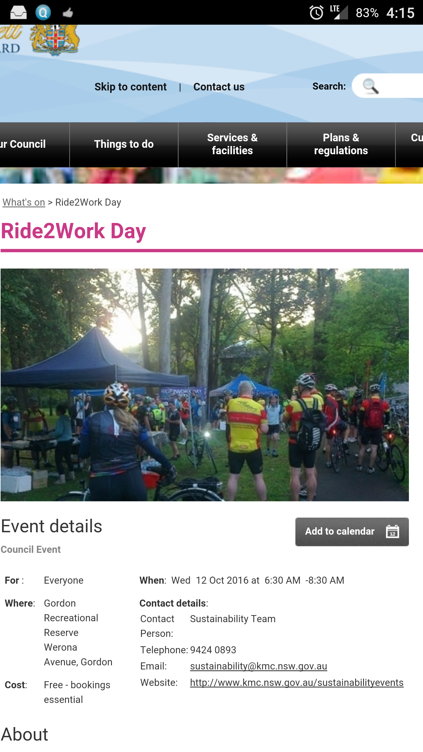 Who's that in the foreground with her back to the camera ? C'est moi ! Bundled up like an Eskimo, but present and probably totally wired on adrenalin. Kuringai Council using a pic of my backside from 2015 to promote the 2016 Ride2Work day. This year I was interviewed and had my pictures taken at several free breakfasts along the route. In all of them i am sans make-up, a bit pink-cheeked from the ride, messy wisps of hair escaping from my helmet, but the smile can be seen from outer-space. Progress indeed ...