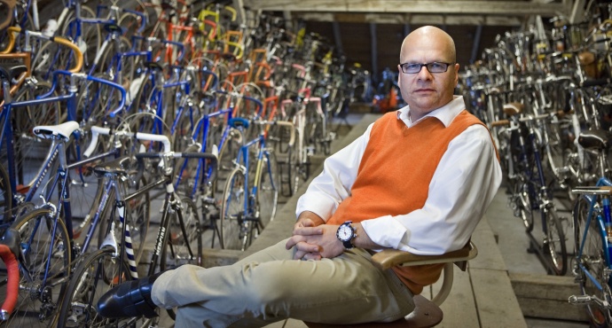 Sprocketman reclining in our main bike workshop.