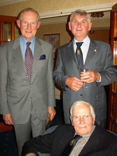 Lindsay seated with our President Vice Admiral Sir Geoffrey Dalton and David Baker Chairman at the 2007 Reunion in Southsea