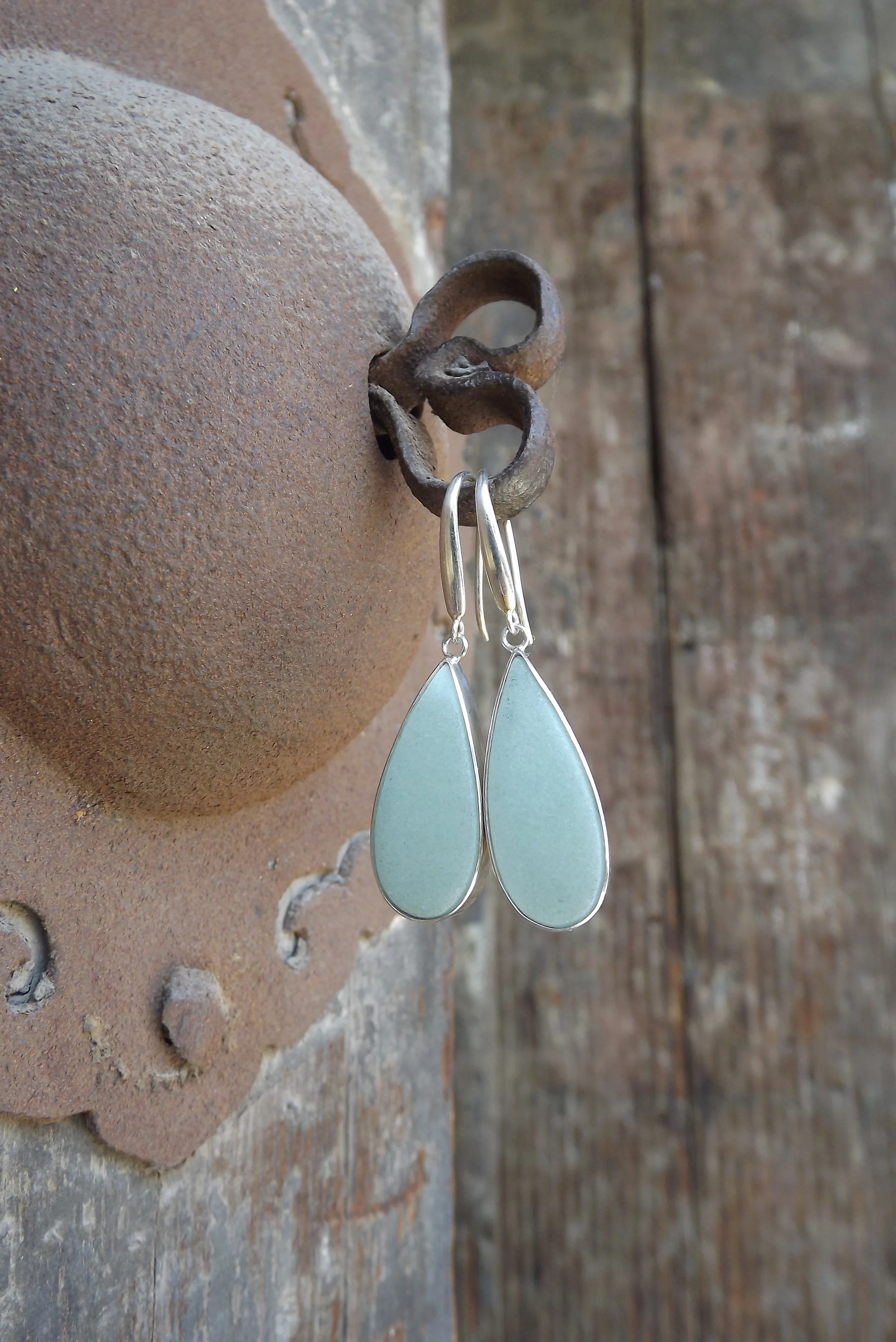 Bean Green Glaze Earrings