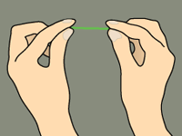 STEP 2 | Use your thumbs and forefingers to guide about one inch of floss between your teeth.