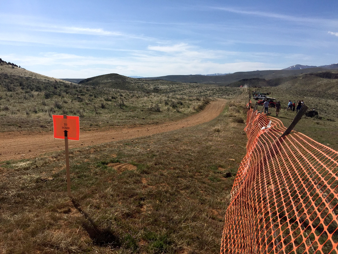 Halfway to the bomb run start. The small line of ants in the distance is the start.
