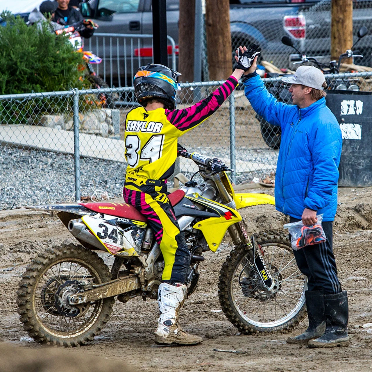 Taylor has come full circle and is now a race dad to his two boys Richard and Zach (pictured).