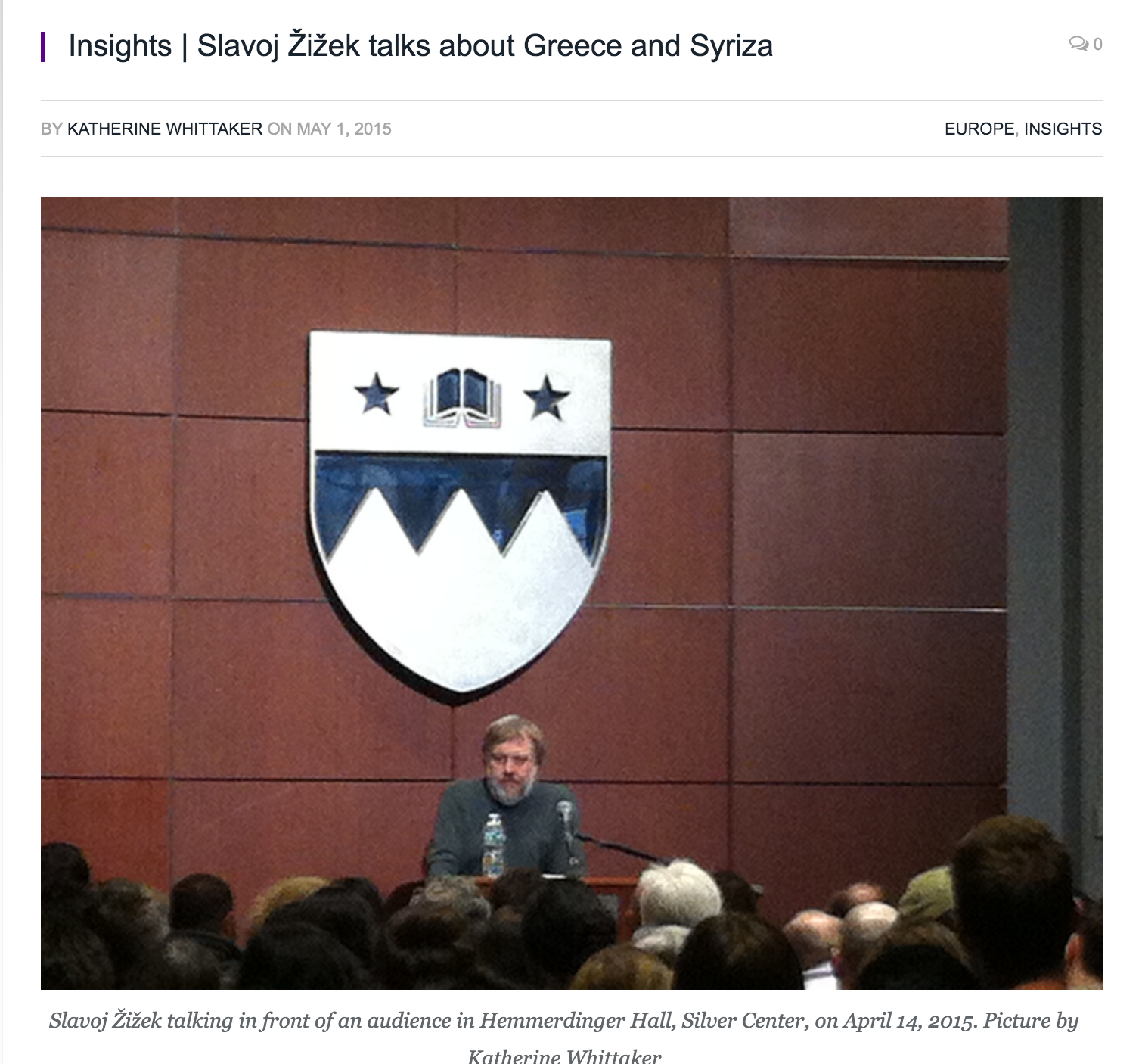 Slavoj Žižek talks about Greece and Syriza