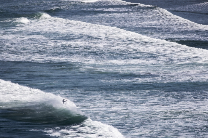 April 18th - If I was a rich man, I would hire a helicopter to get this shot. Instead, I just hiked to the top a mountain. Surfer: Pete Devries