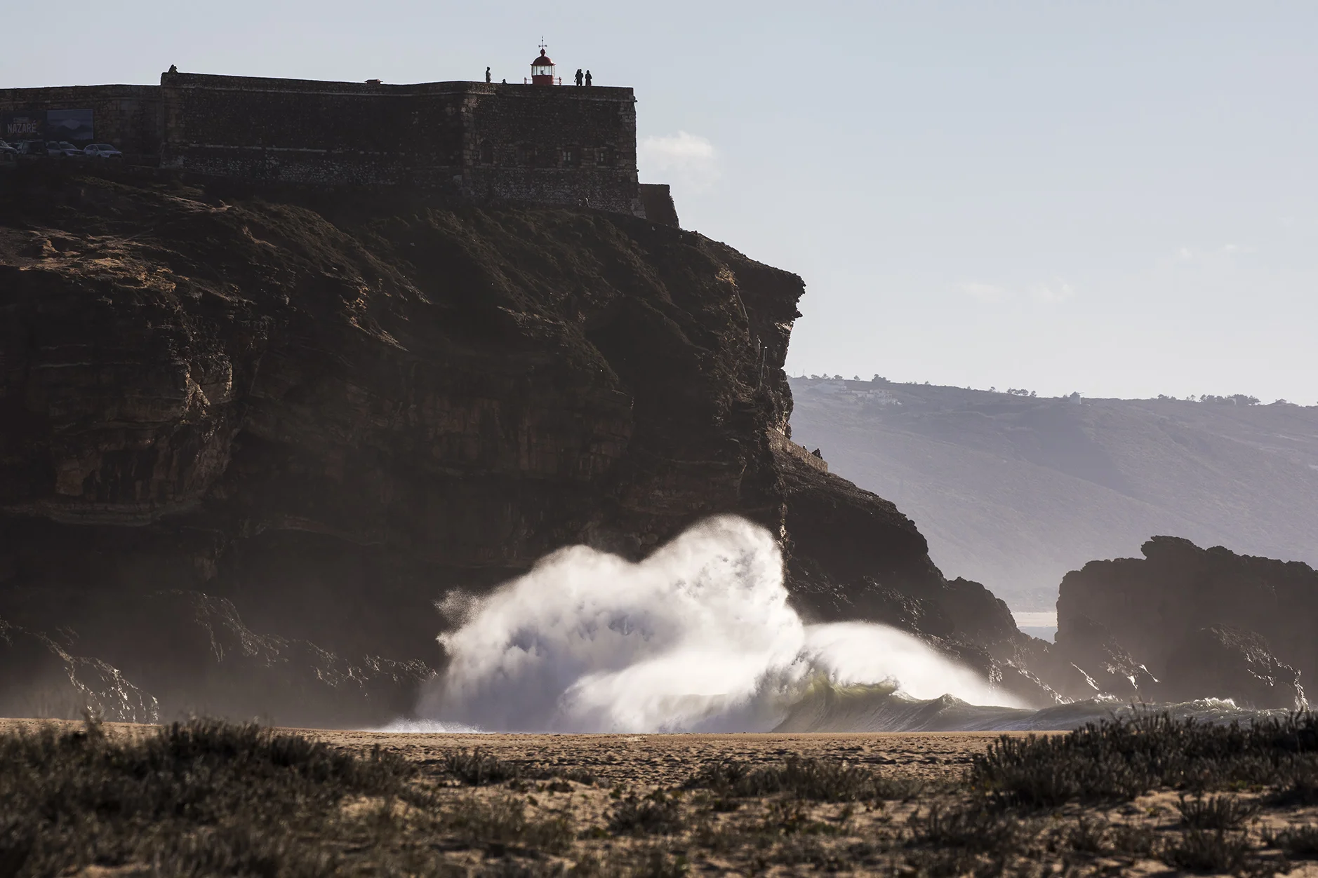 November 7th, 2017 During our recent trip to Portugal, we had a lay day to explore the area and drove up to Nazaré. Even with such a small swell, there is so much energy here.