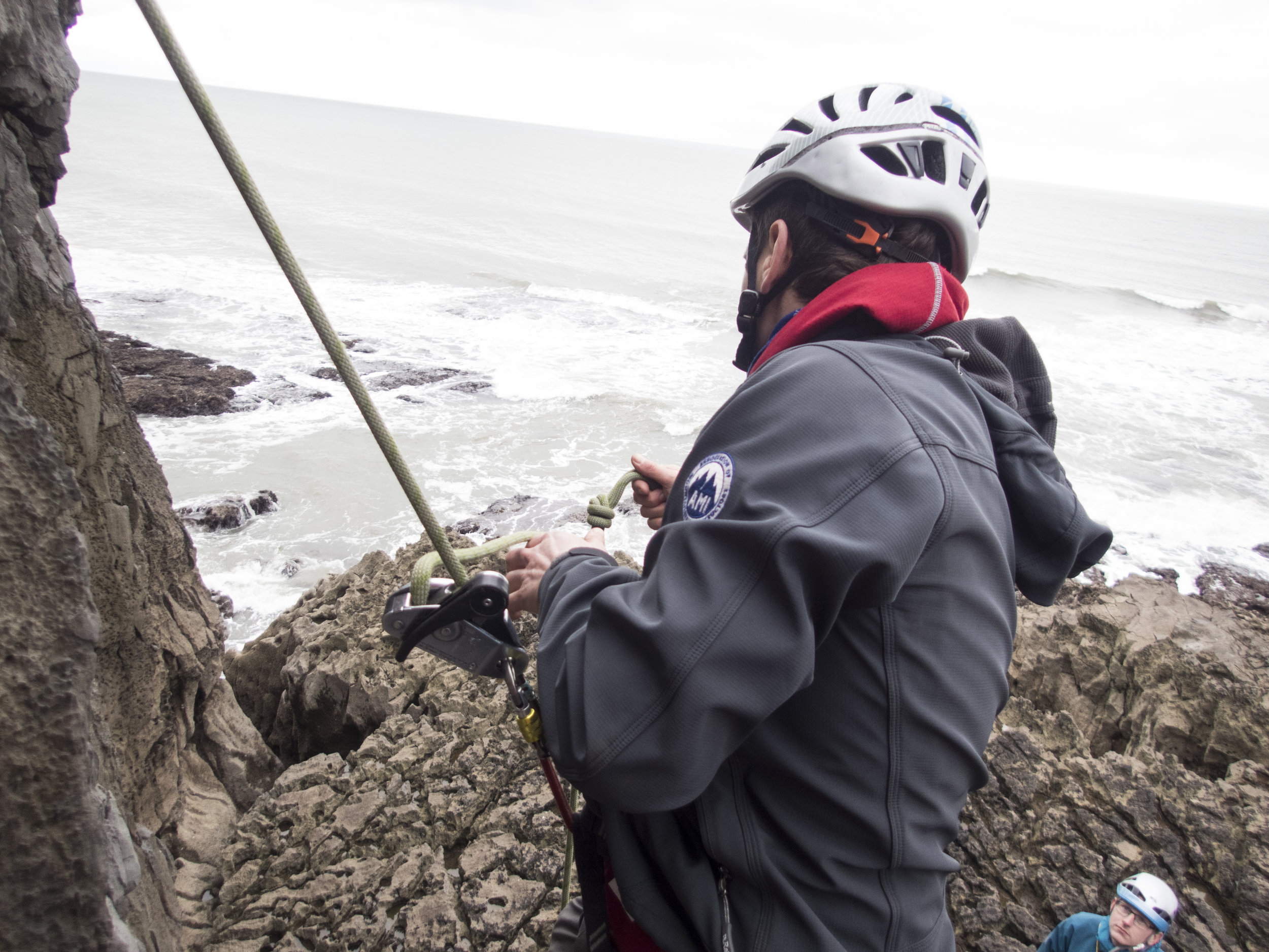 Matt demonstrates one method of rescuing a stuck climber.