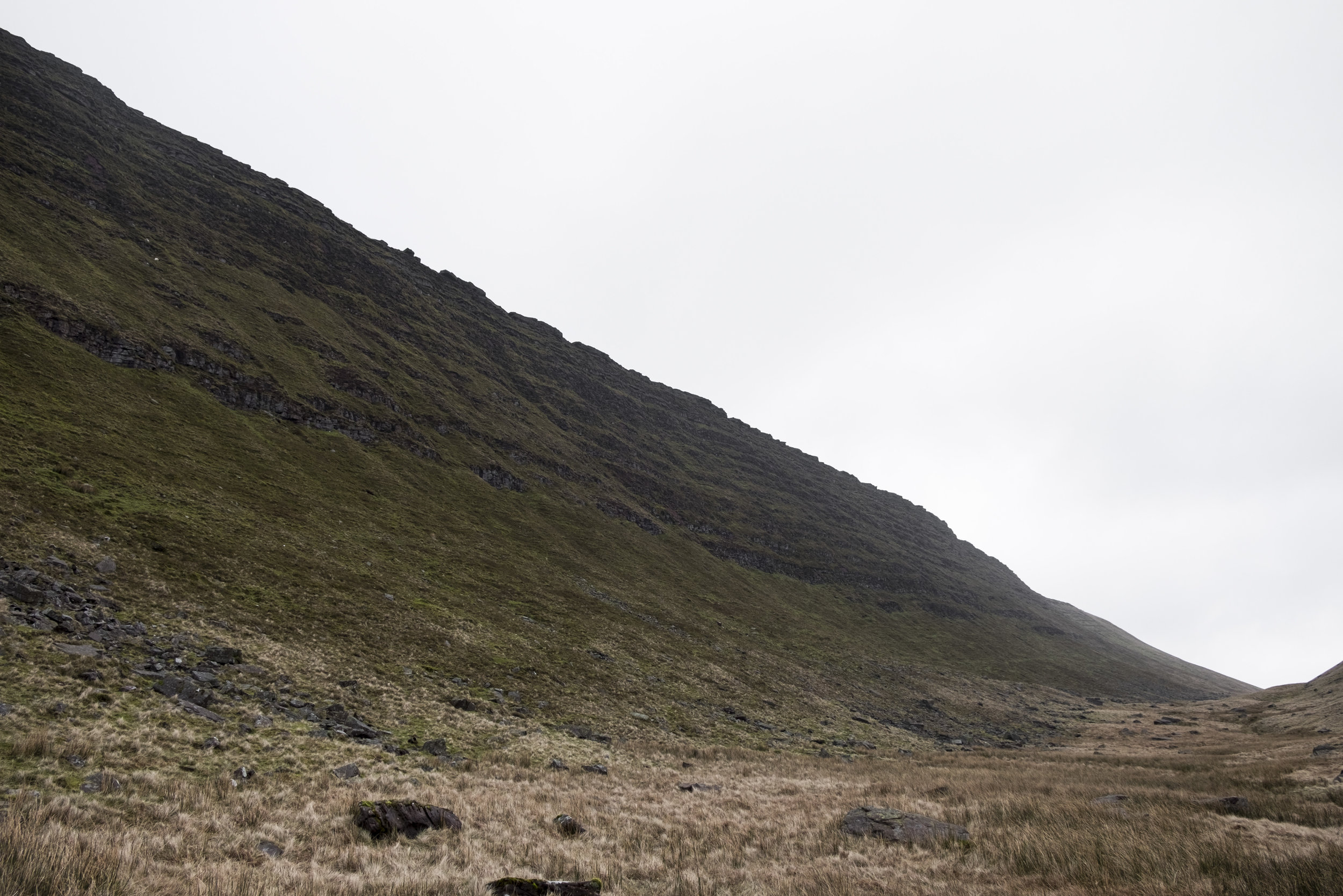 Looking along Fan Hir up the valley with the cirque morraine behind us.
