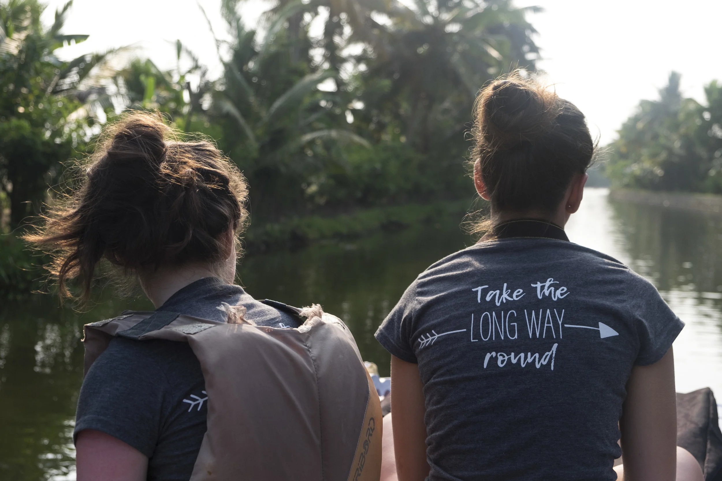A boat journey through the Backwaters of Kerala.
