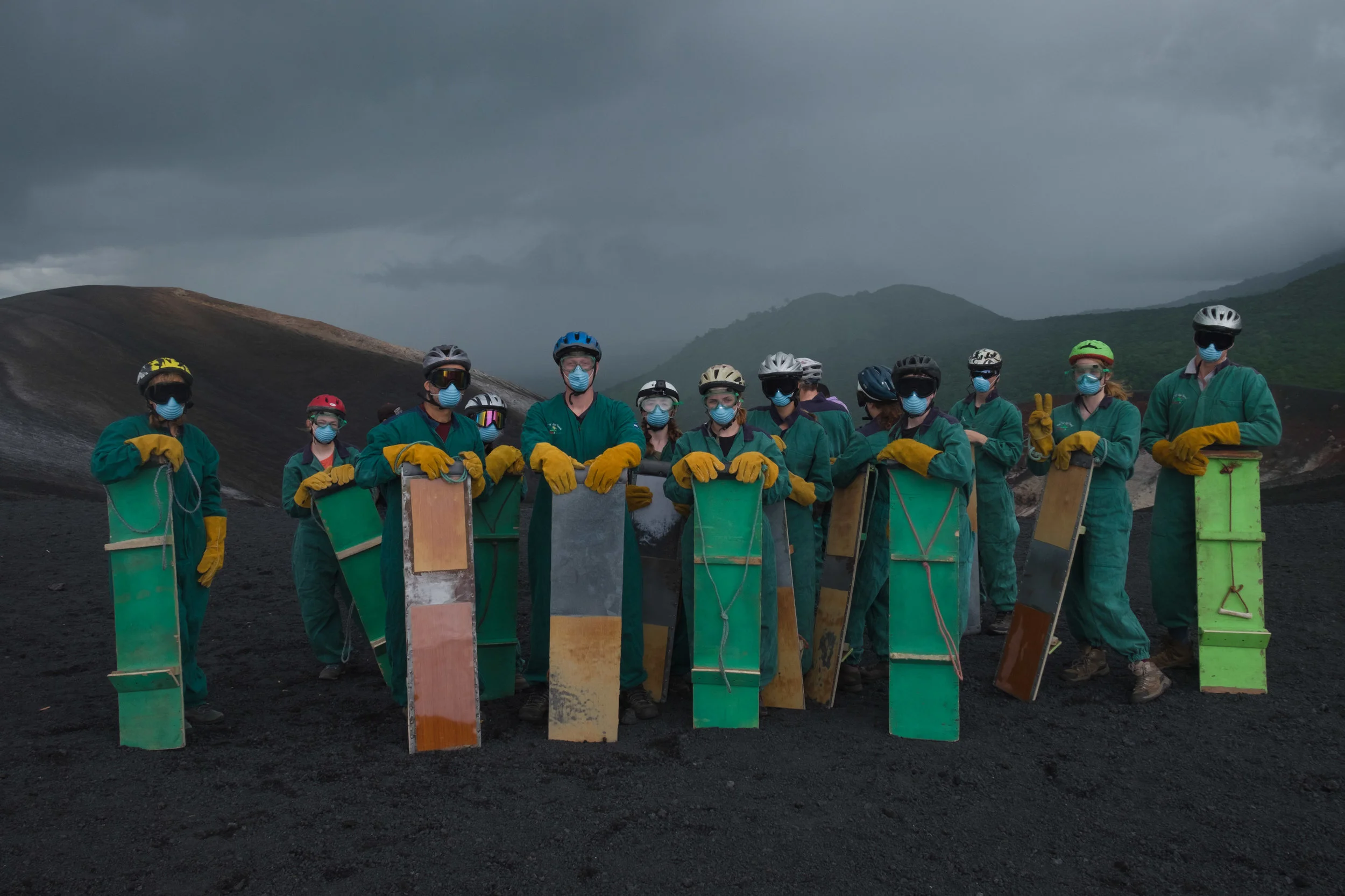 Preparing to Sandboard down Cero Negro.