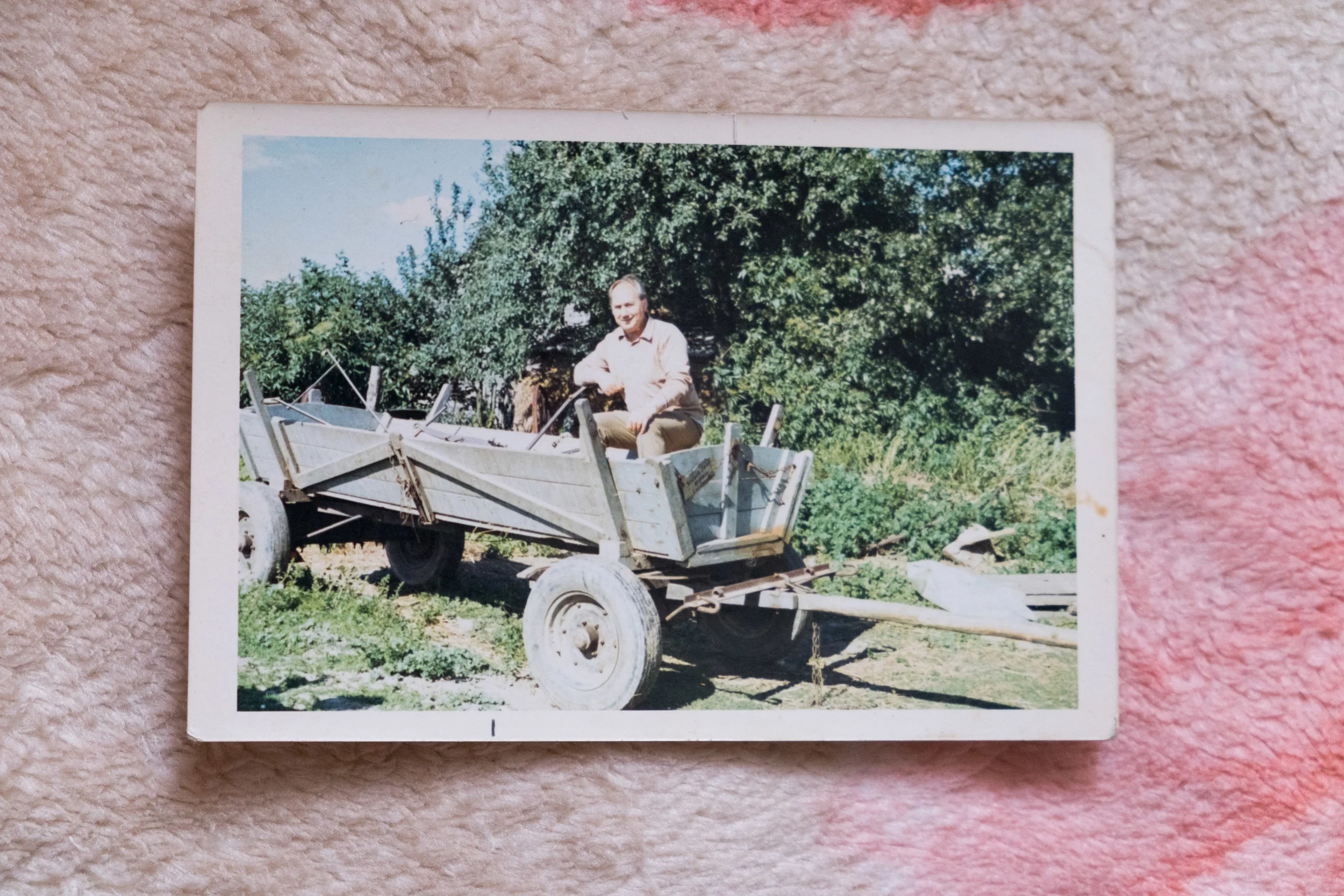 Dziadek on his visit to the farm.
