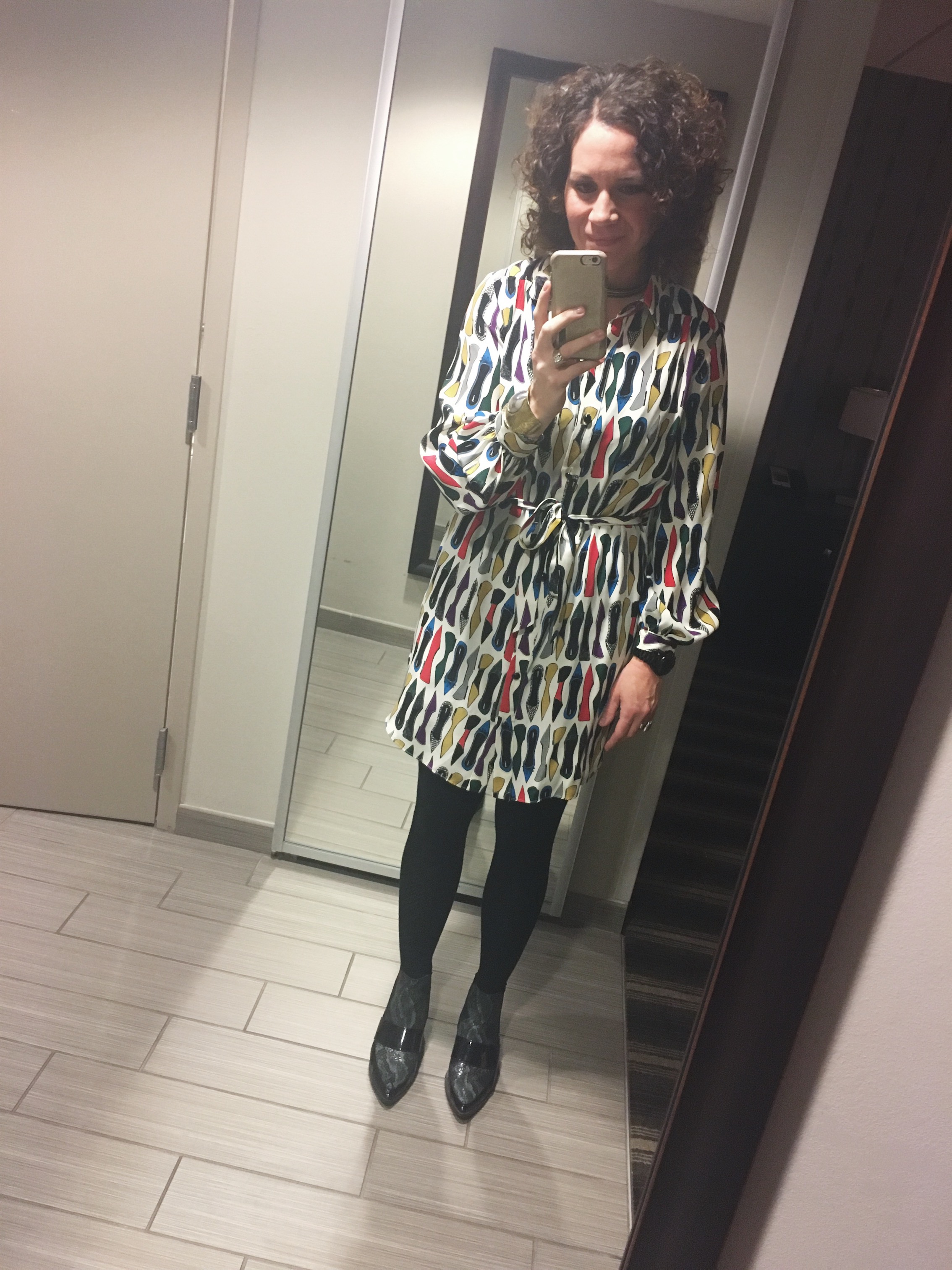 Leona by Lauren Leonard shirtdress | Amanda Valentine x Margaret Ellis Jewelry Necklace and Cuff | Michael Kors Watch | ASOS Chelsea Boots