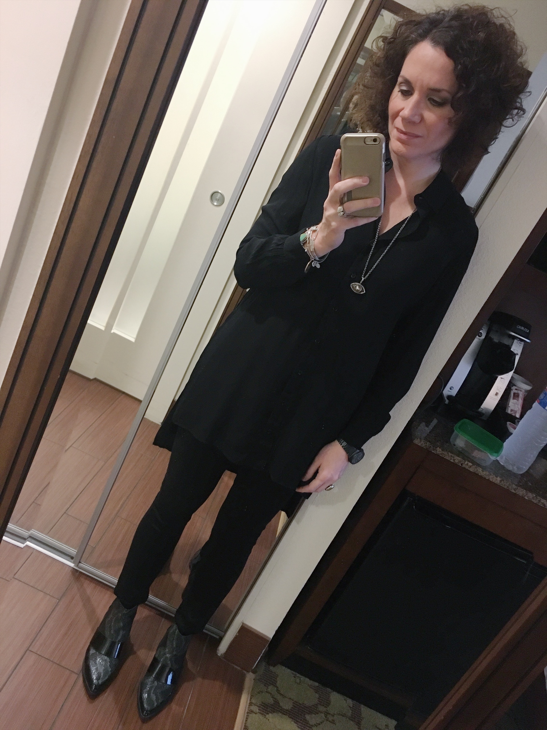 Michael Stars tunic ( similar here ) | DL 1961 Margaux Jeans | ASOS Chelsea Boots ( similar here ) | Margaret Ellis Jewelry Third Eye Pendant