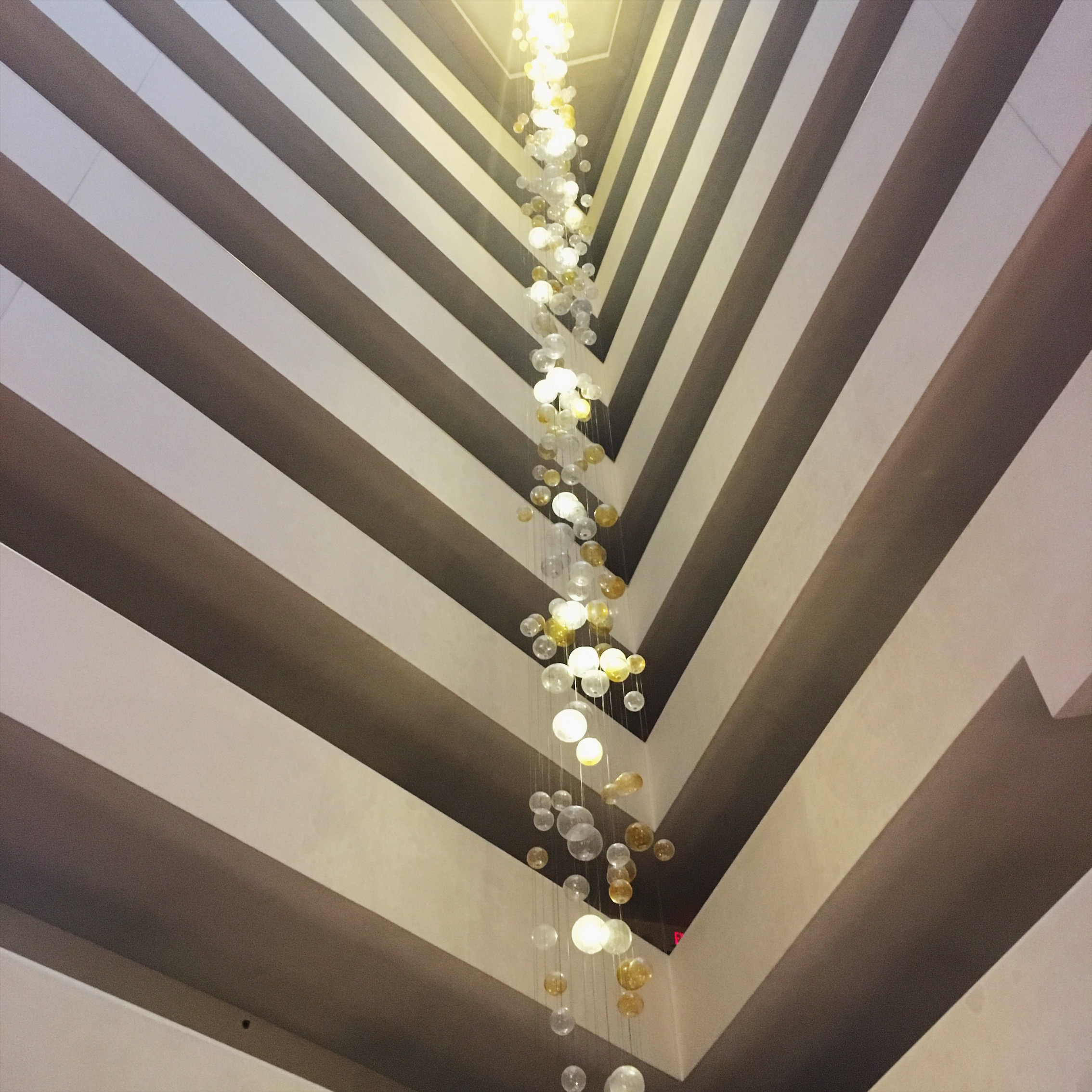 Lobby lights at the Hilton Tysons Corner