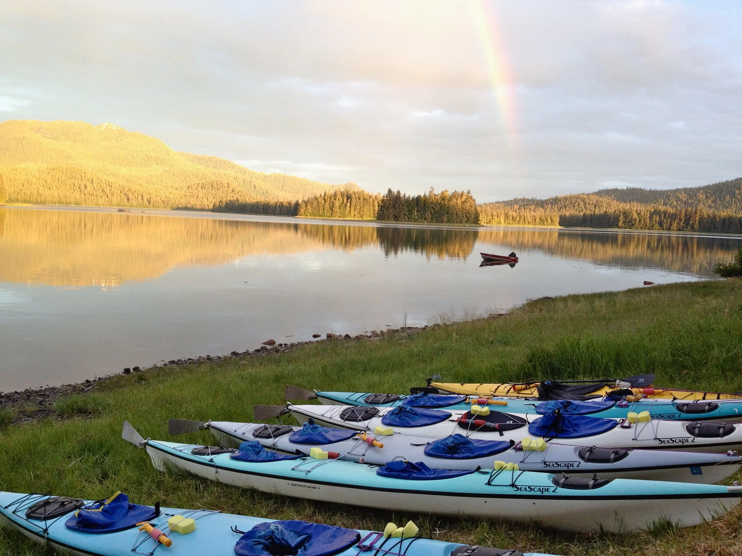 Kayaks ready at Keene Channel Lodge
