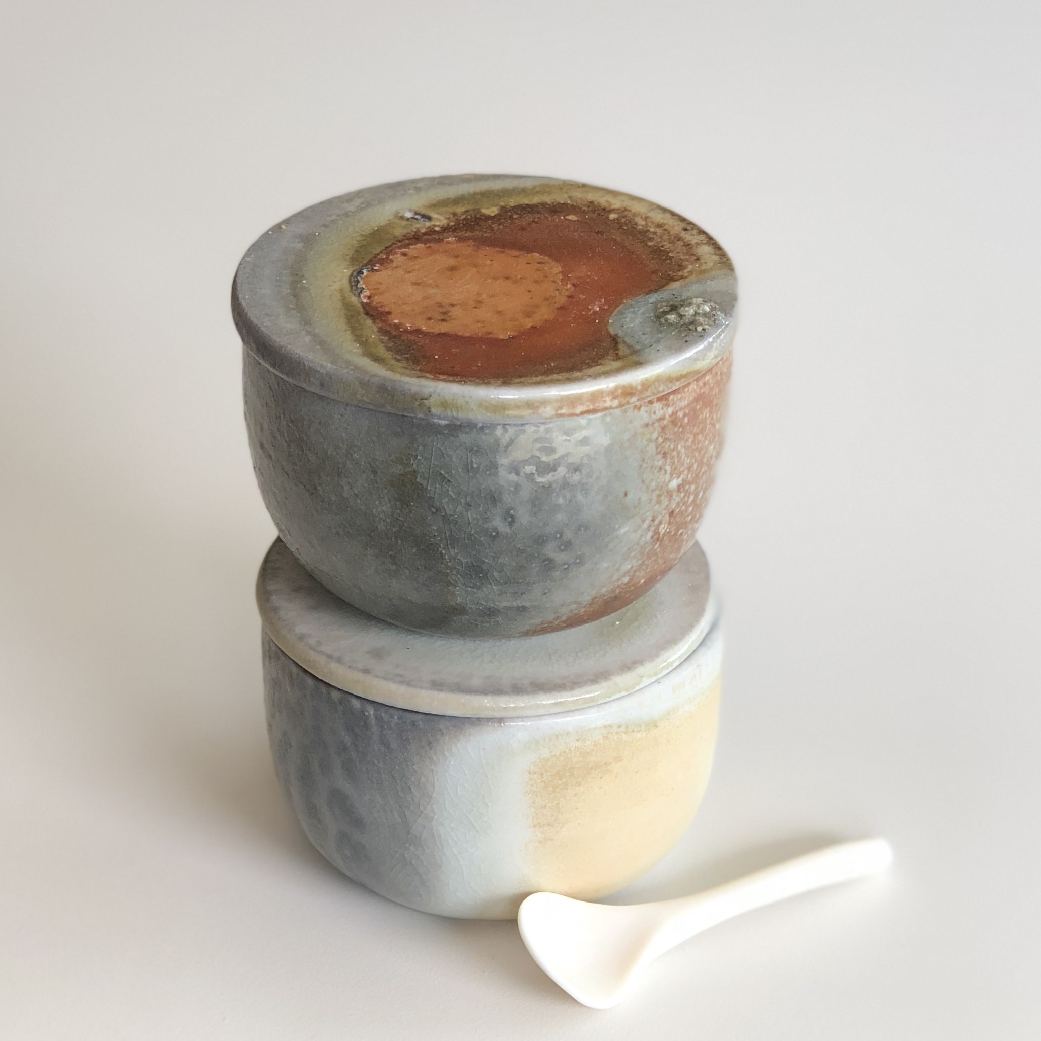 salt cellars porcelain, wood-fired