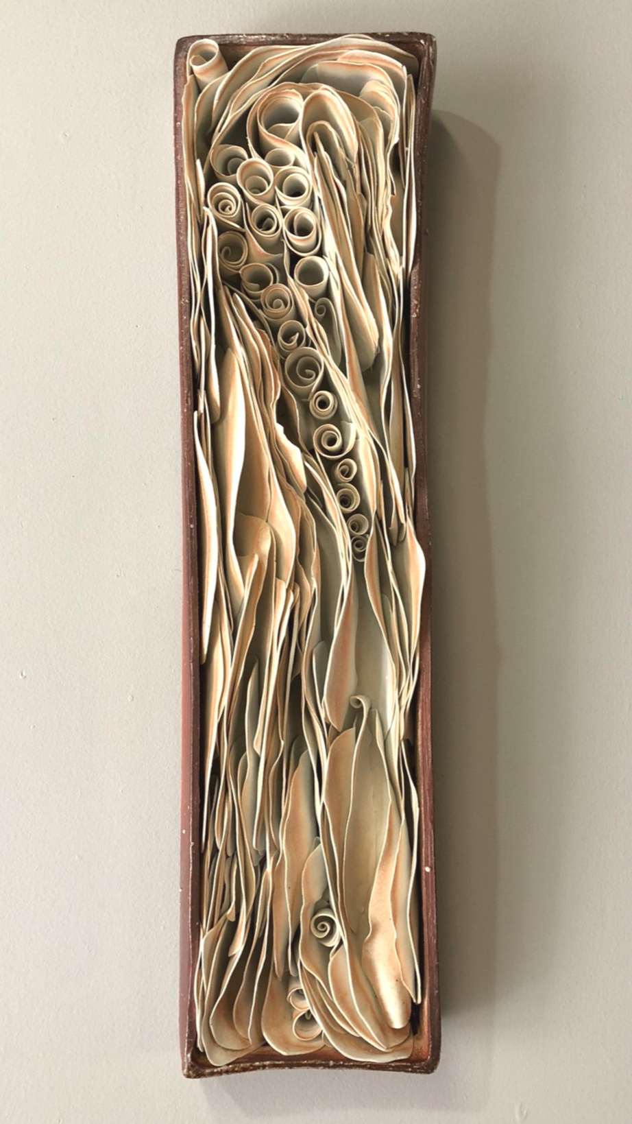 “Eddy” porcelain and stoneware, wood-fired 24” x 6” x 4”