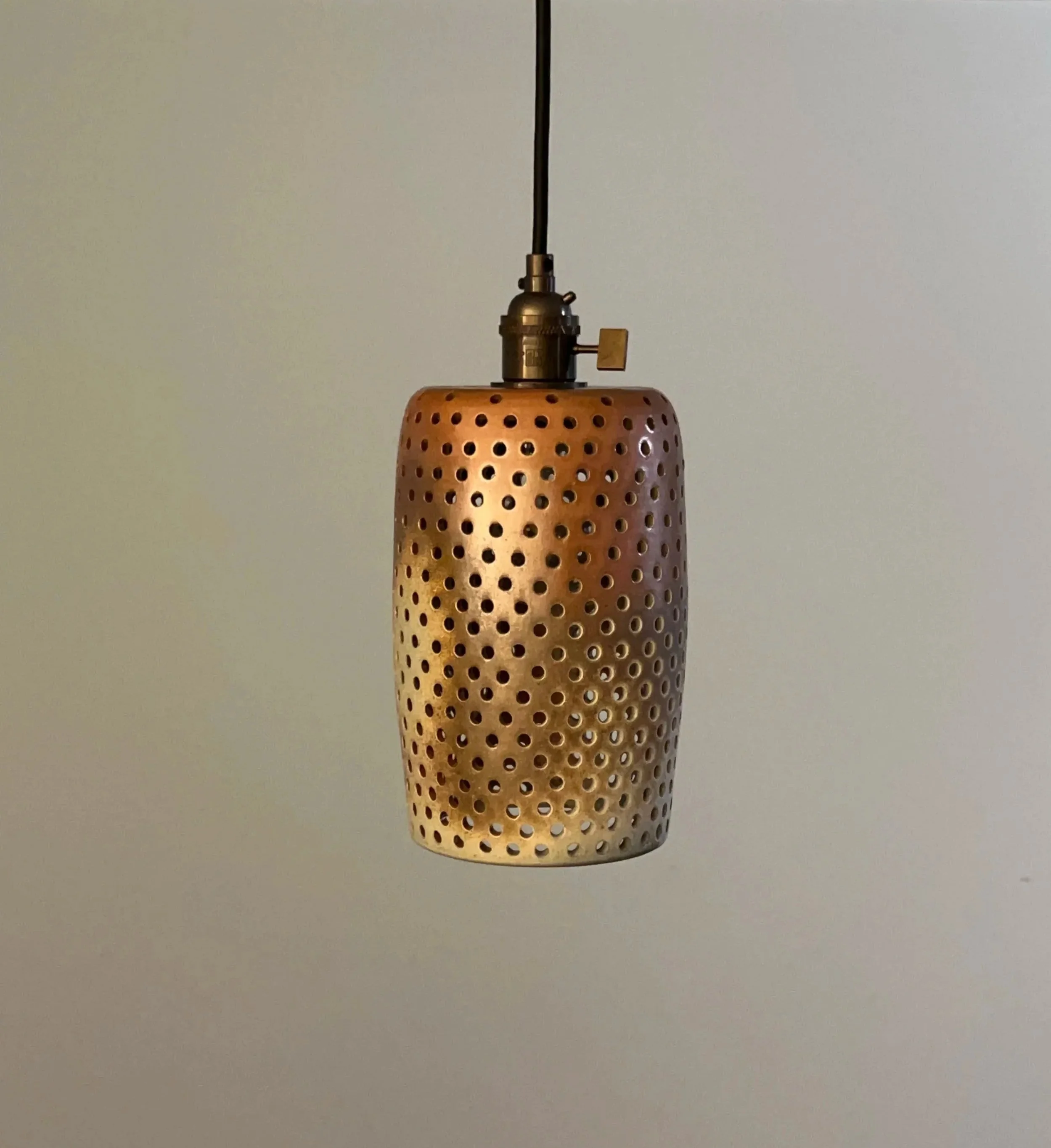 Pendant lamp ~ circular piercing, wood-fired