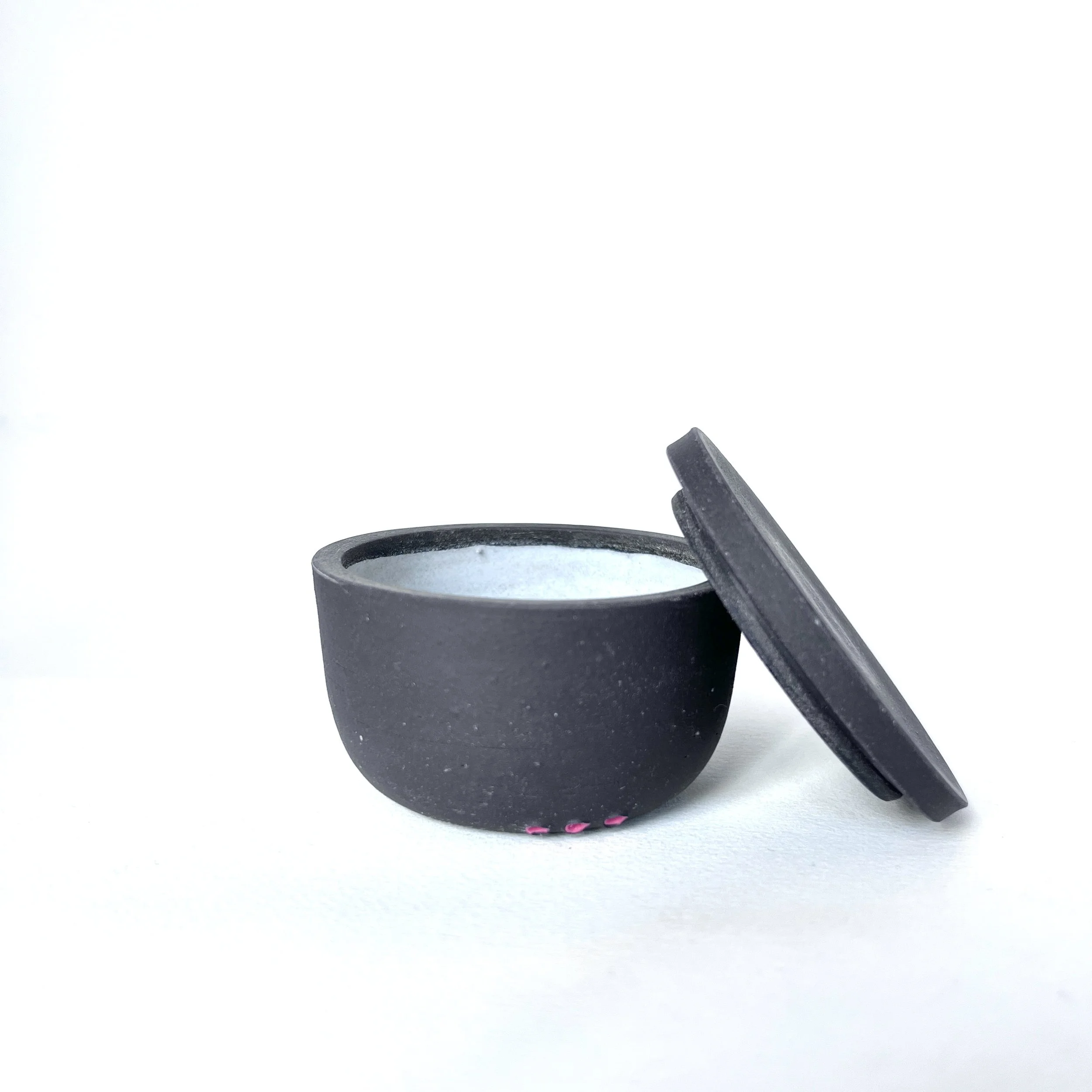 Salt cellar ~ black, white glaze interior