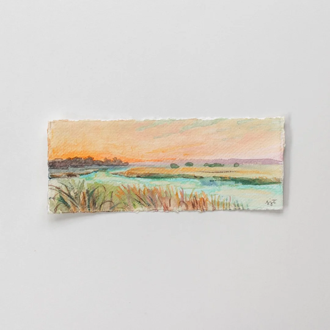 Watercolor Marsh Study No. 7 | 3x8