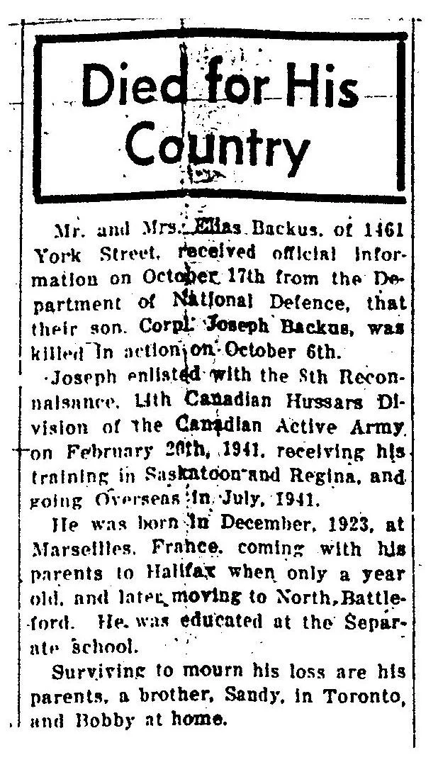 Announcement in newspaper (photo from the c ollection of Mr. Darren Roberts from the City of North Battleford Historic Archives in North Battleford, Saskatchewan)