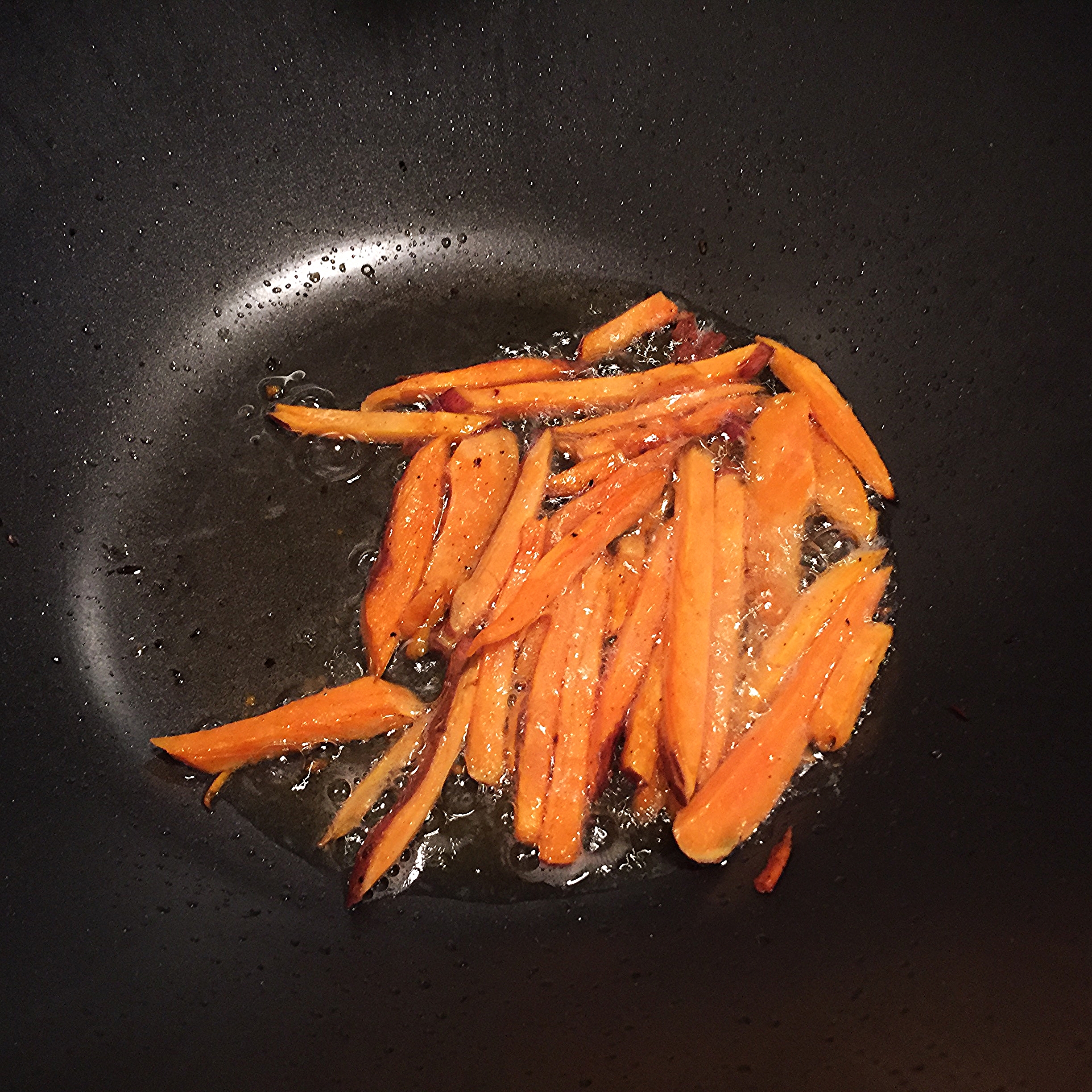 Sweet Potatoes Fries in a Pan