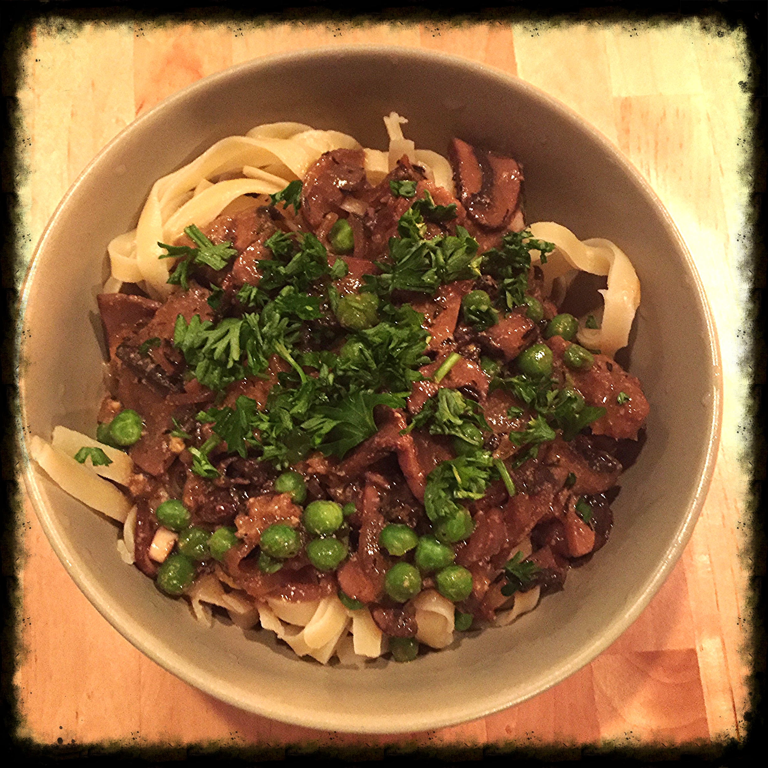 Seitan-portobello stroganoff with nutritional yeast