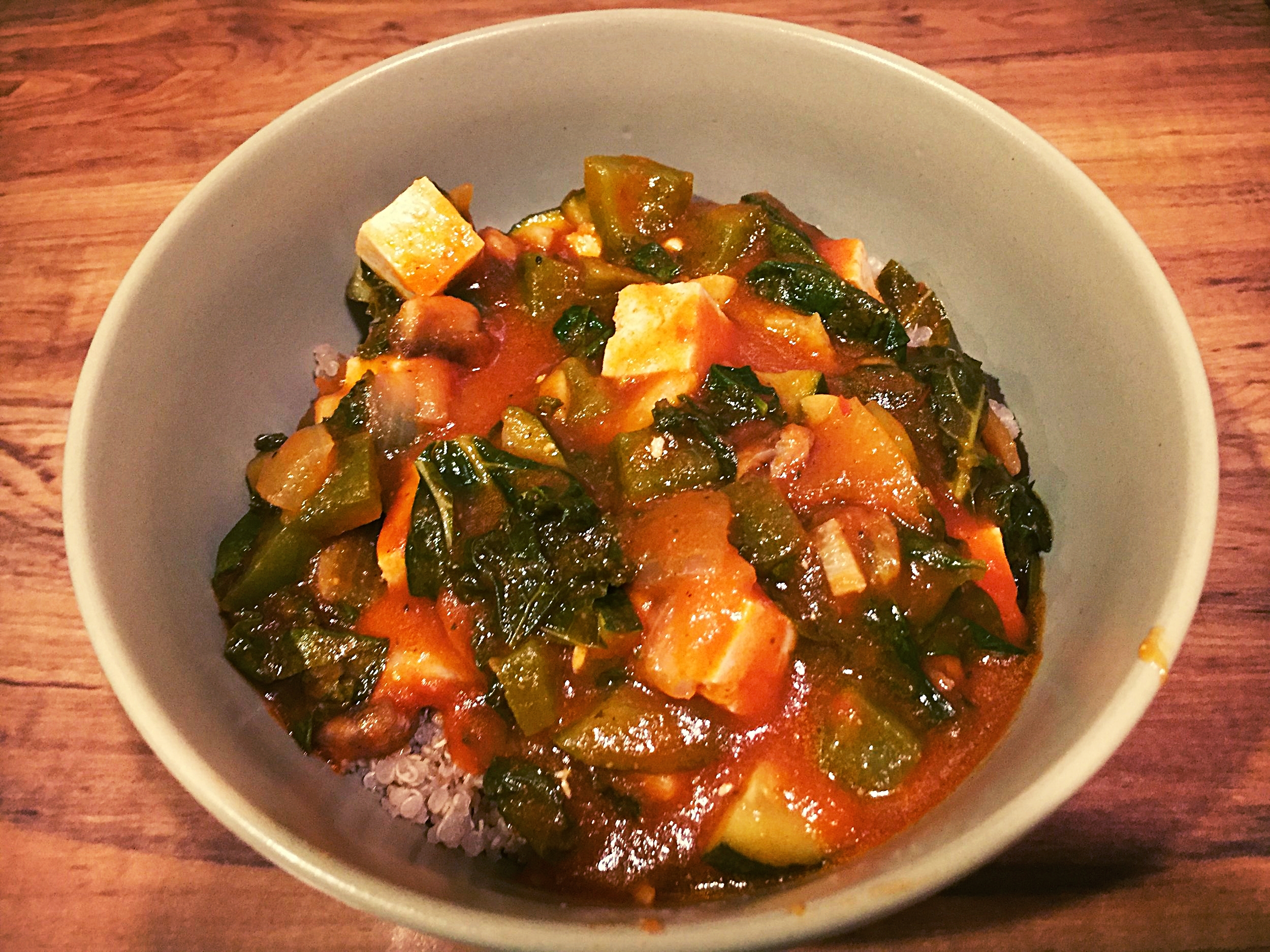 Vegetable and tofu sofrito stew with quinoa