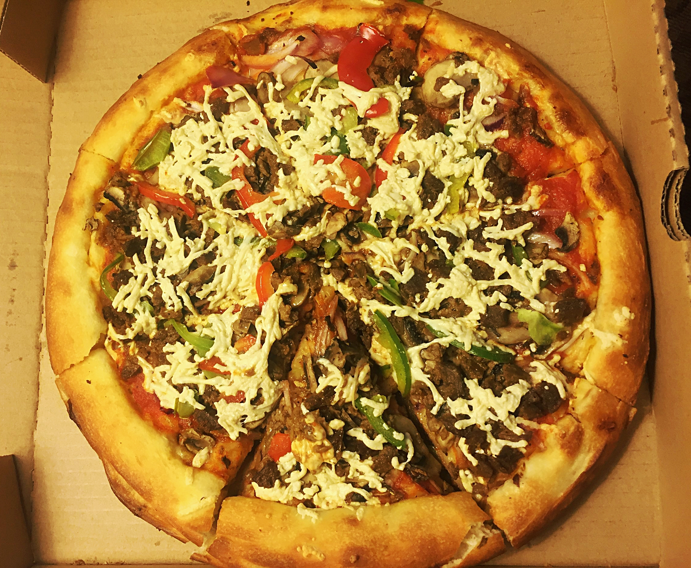 Vegan Mediterranean pizza