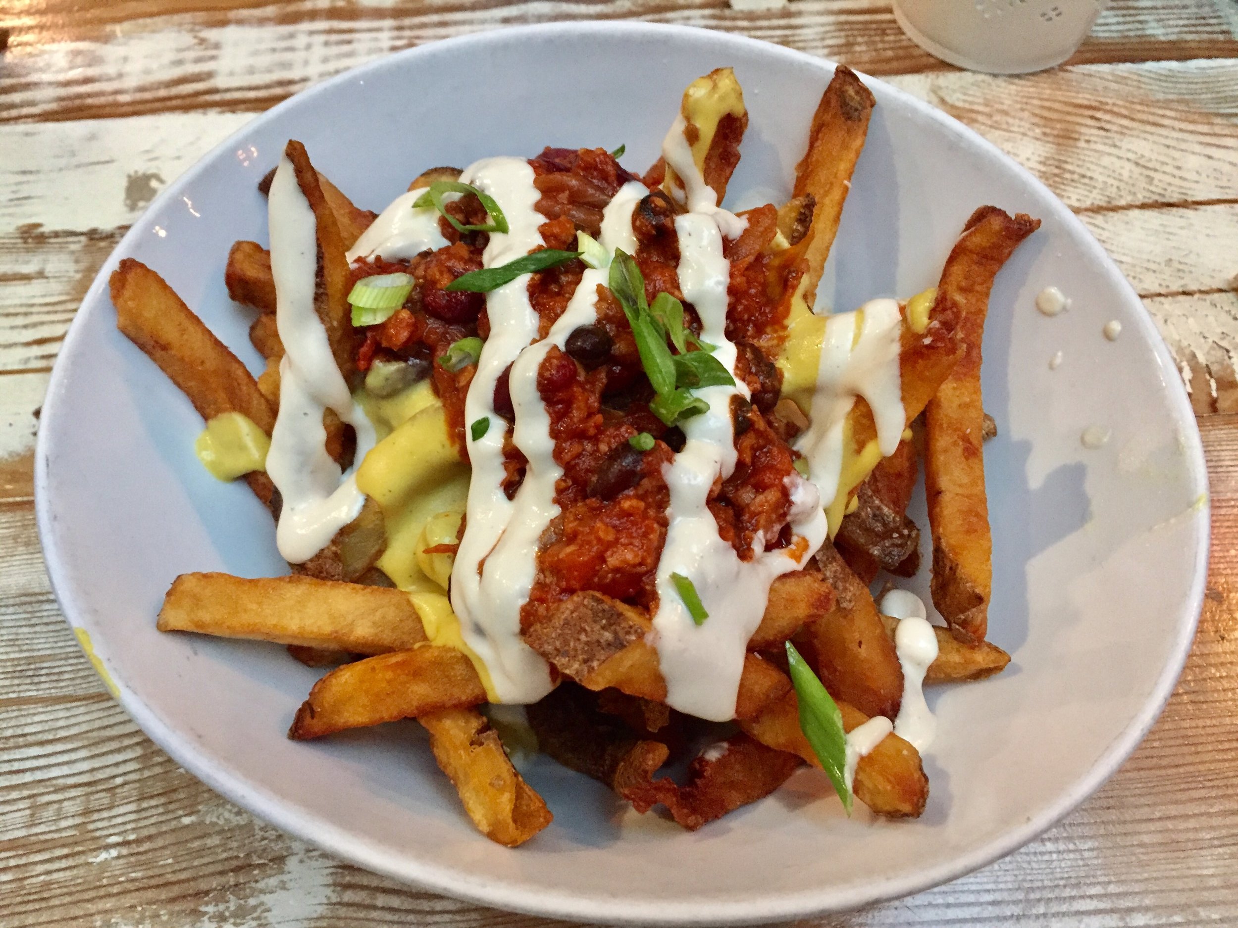 Vegan chili cheez fries from Meet in Gastown, Vancouver