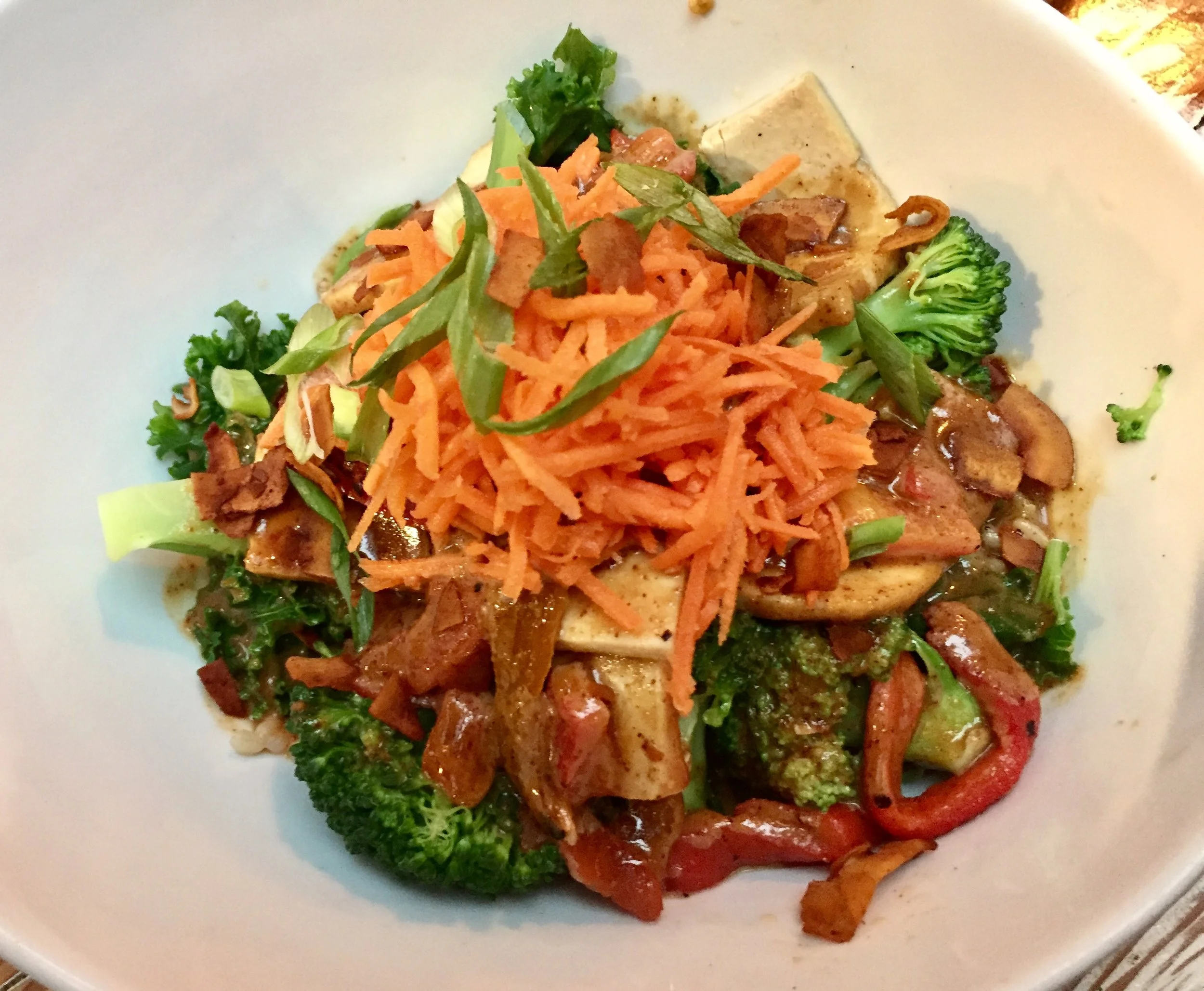 Tofu satay, veggie and rice bowl from Meet in Gastown, Vancouver