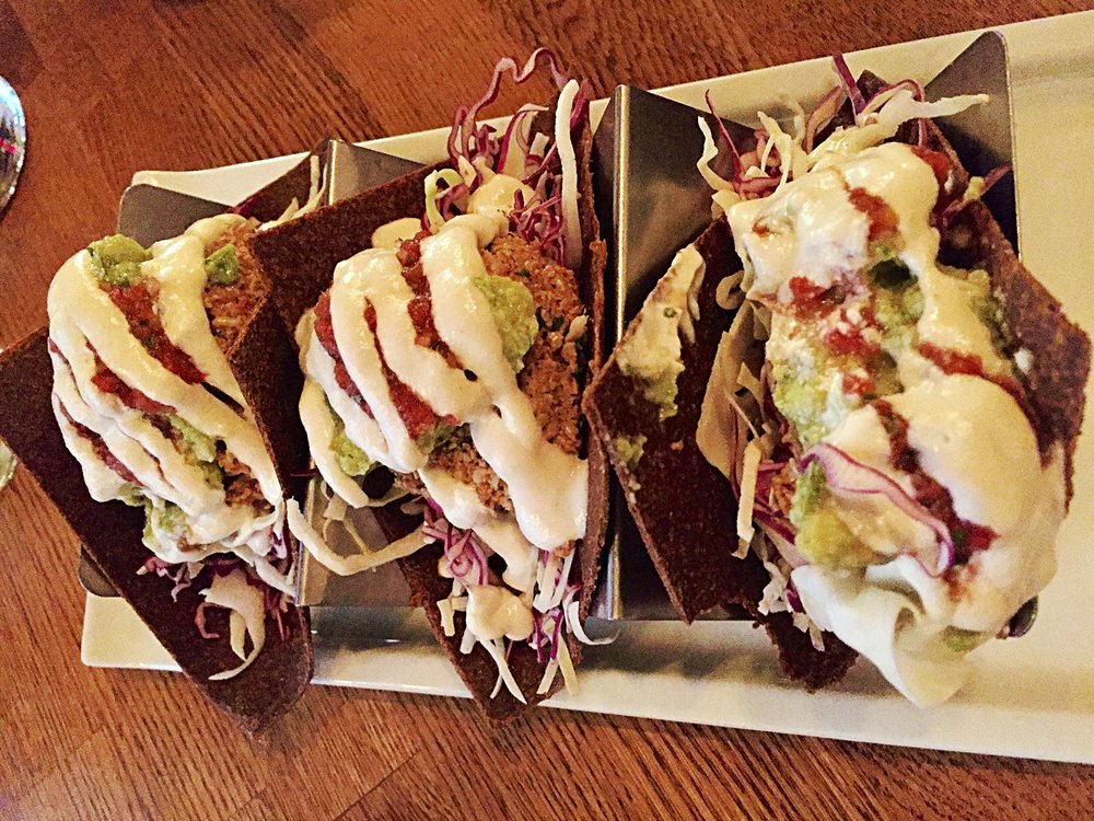 Raw vegan tacos from Zend Conscious Lounge in Vancouver