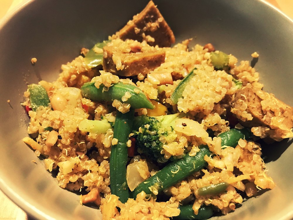 Vegan Thai pineapple fried rice and quinoa