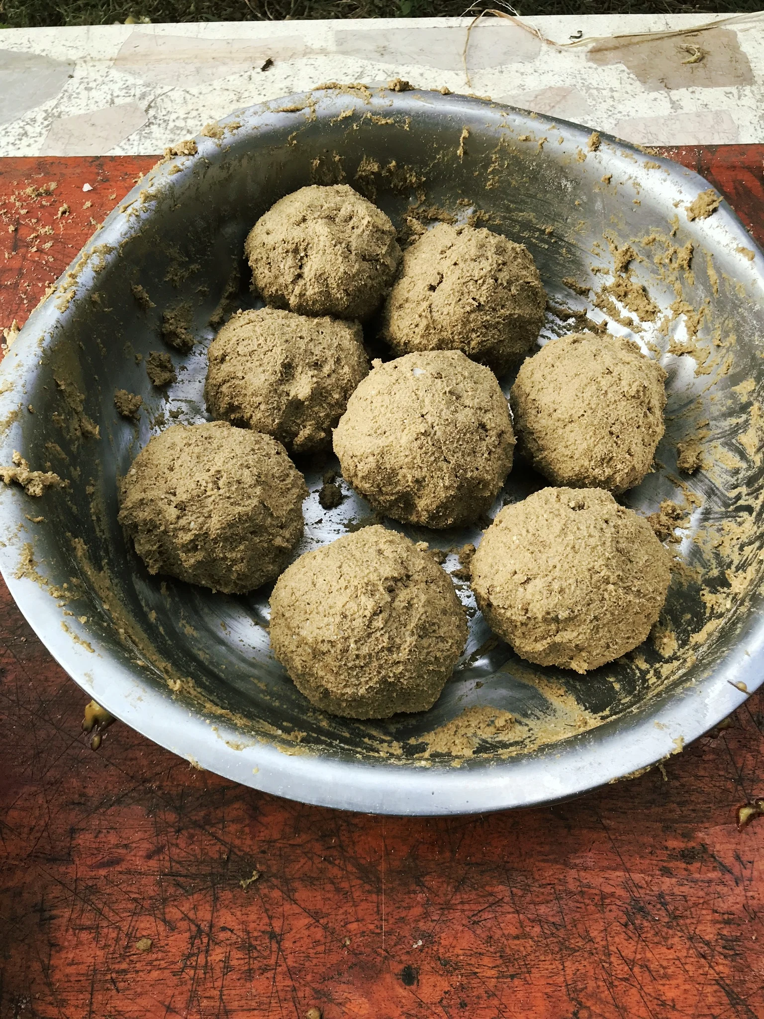 Sweet treats for the elephants: Banana balls