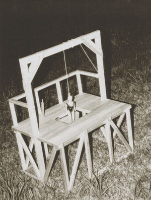 HANG 'EM HIGH GALLOWS A one sixteenth scaled hanging platform, built of Pine wood.