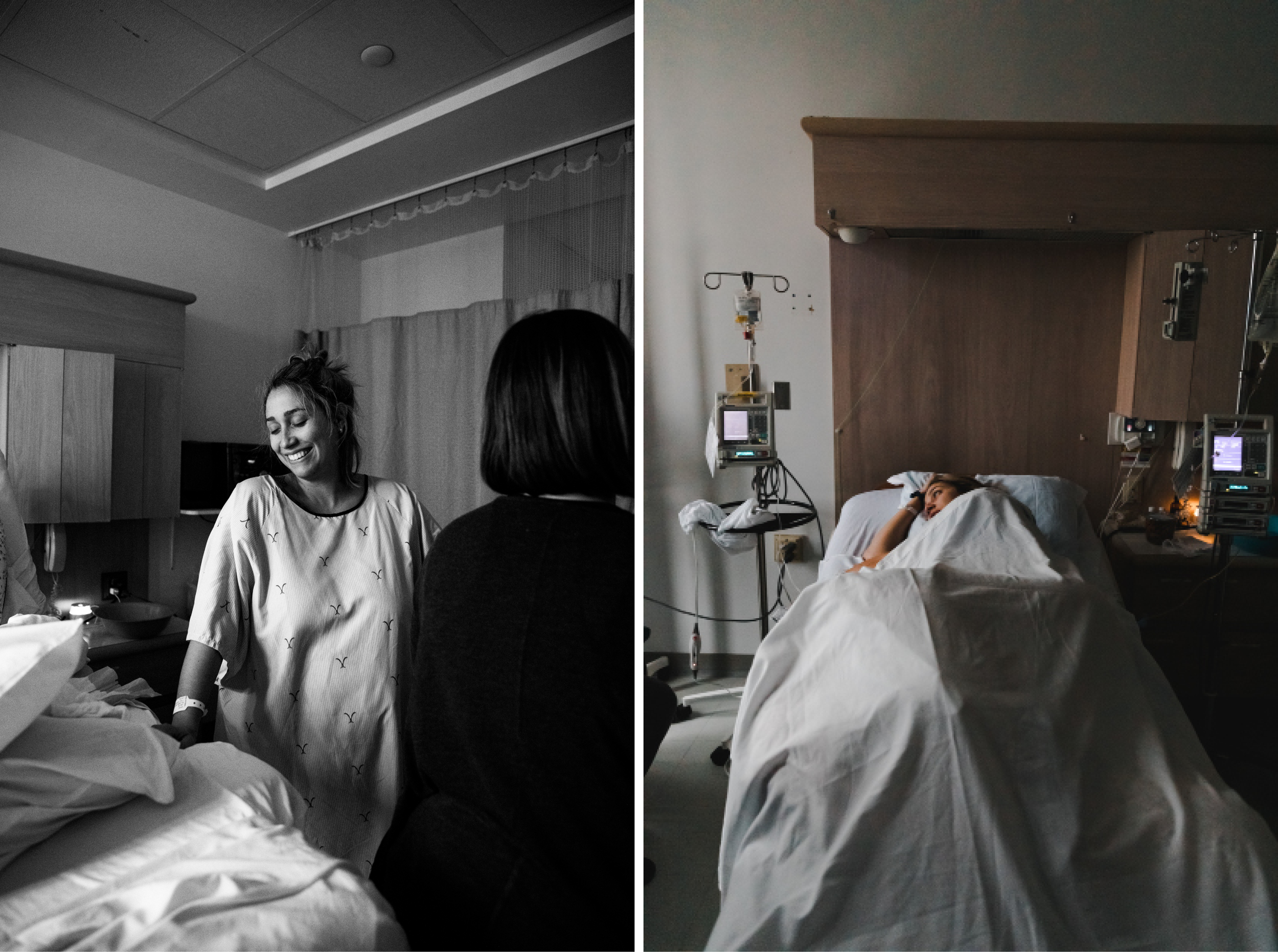 Photo de femme enceinte souriante dans une chambre d'hôpital