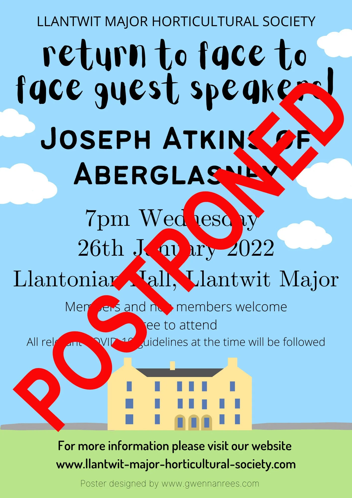 January Guest Speaker POSTPONED 