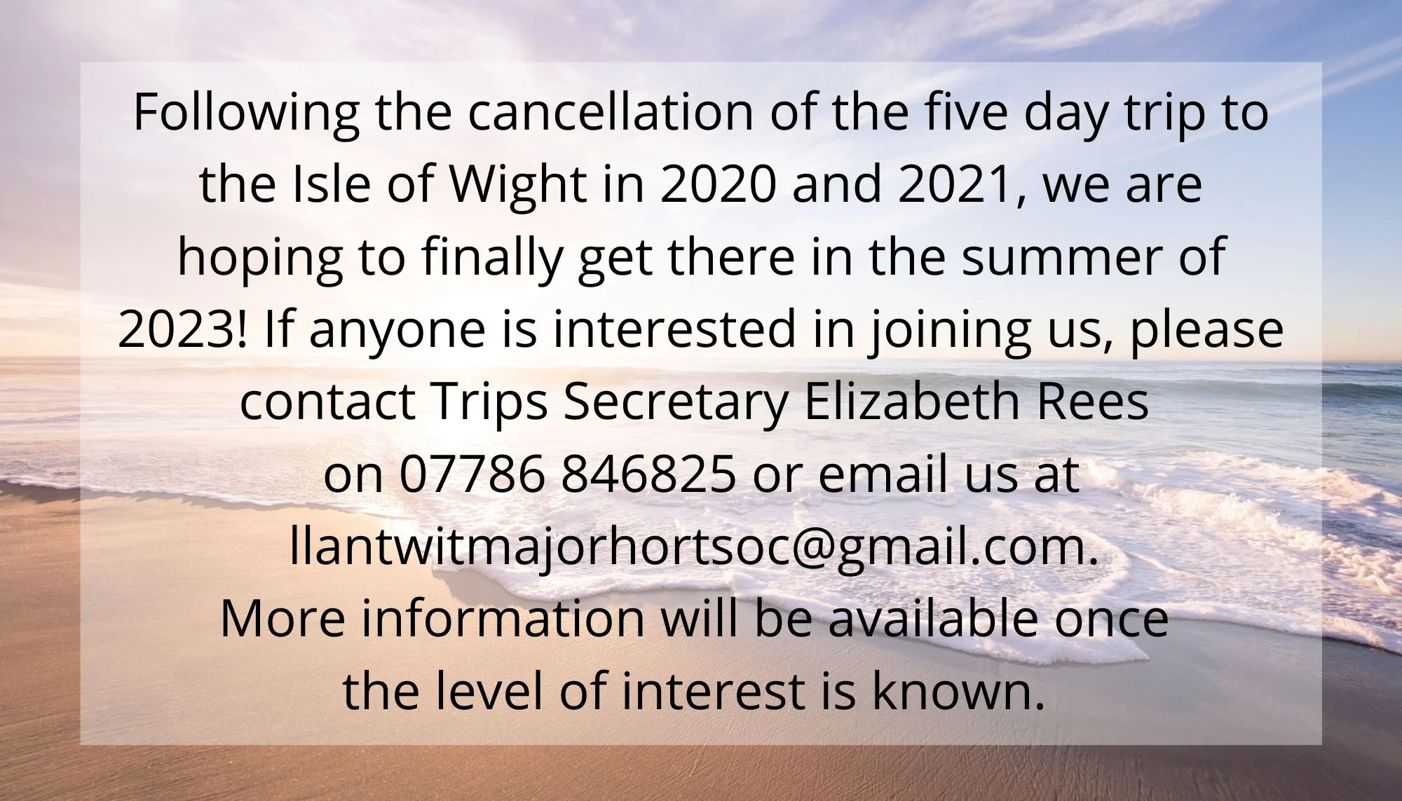 An Update on Coach Trips....