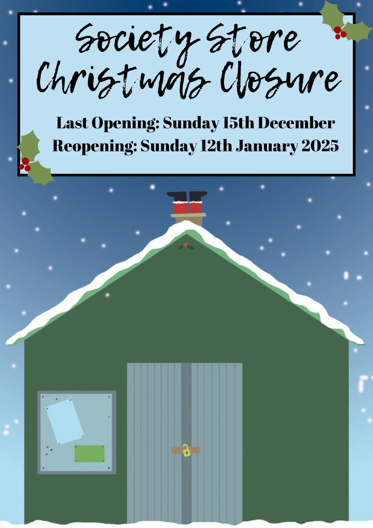 Store closure - from tomorrow! 