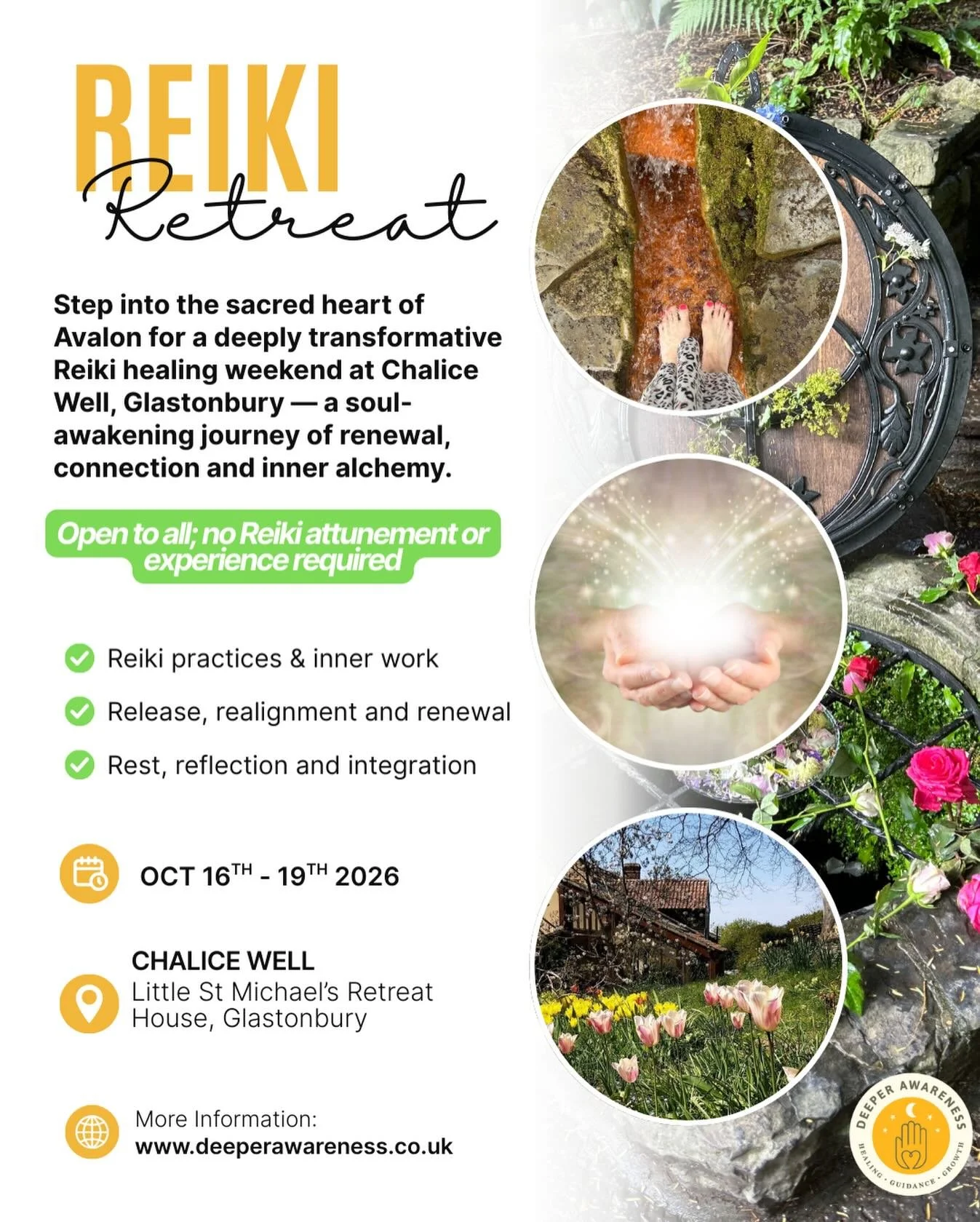 🌿𝐒𝐚𝐜𝐫𝐞𝐝 𝐀𝐥𝐜𝐡𝐞𝐦𝐲 𝐑𝐞𝐭𝐫𝐞𝐚𝐭 &mdash; 𝐆𝐥𝐚𝐬𝐭𝐨𝐧𝐛𝐮𝐫𝐲 𝐎𝐜𝐭 𝟏𝟔&ndash;𝟏𝟗🌿

I&rsquo;m feeling so incredibly grateful &mdash; this deeply nourishing weekend in the heart of Chalice Well is now 50% sold out and it just fills m