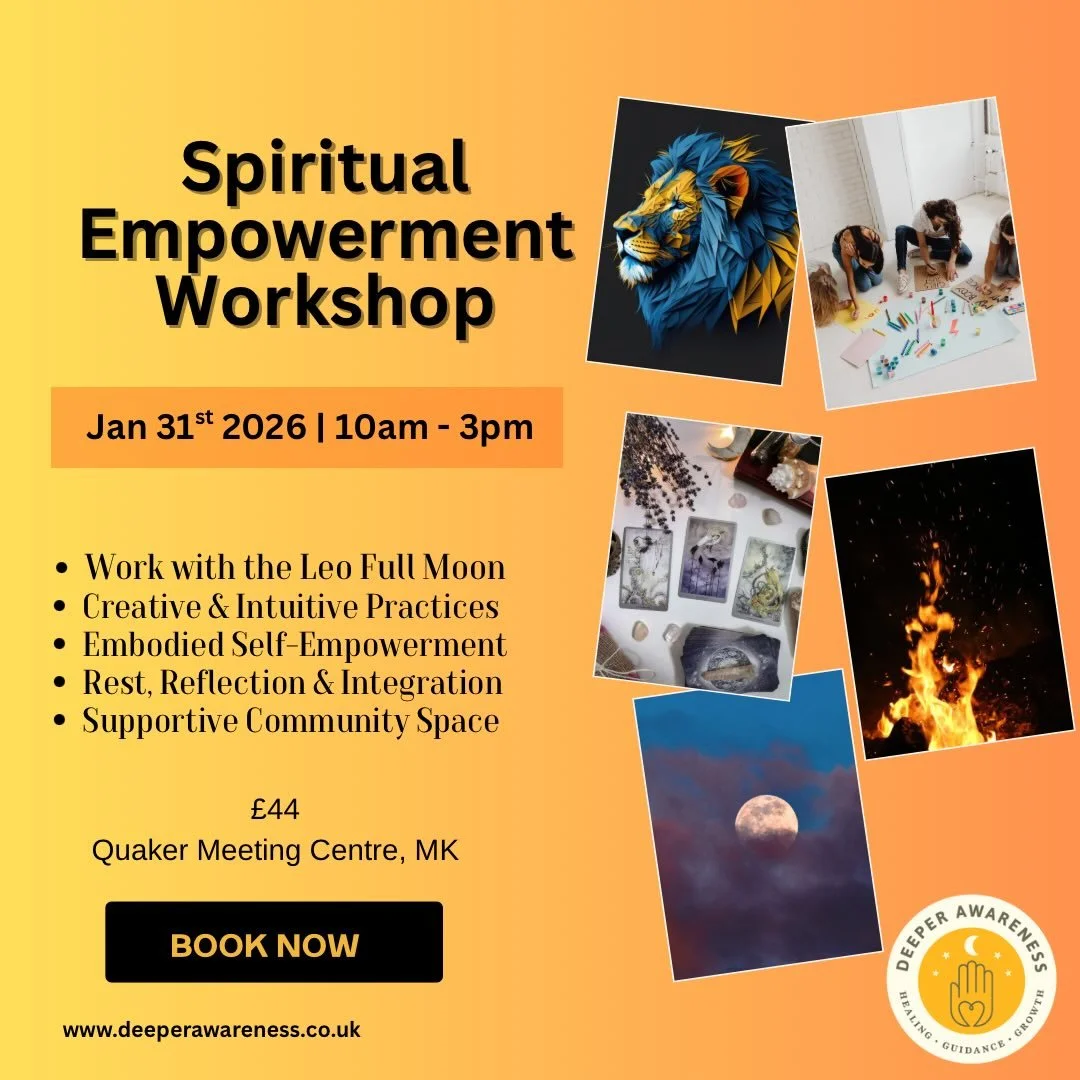 ✨ Leo Full Moon | Spiritual Empowerment Workshop ✨

A gentle invitation to slow down, reconnect and let your light shine 🌕🦁

On Saturday 31st January, I&rsquo;m hosting a calm, heart-led Spiritual Empowerment Workshop in Milton Keynes &mdash; a nou