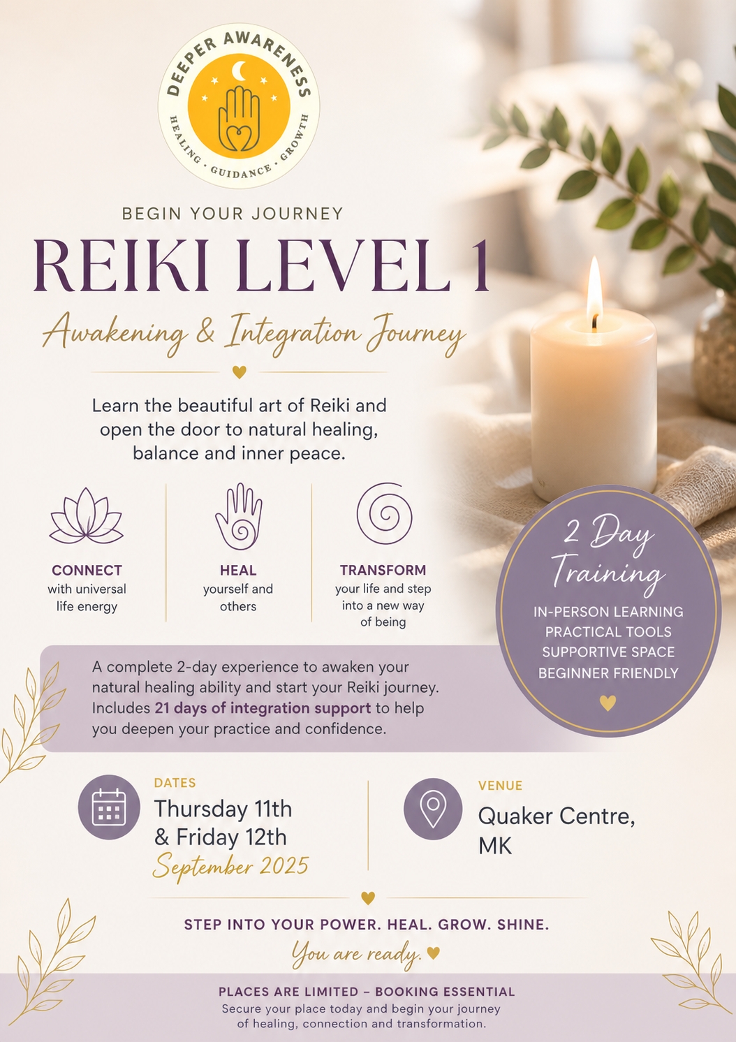 Reiki Level 1 Training – Sept 2026 (Milton Keynes)