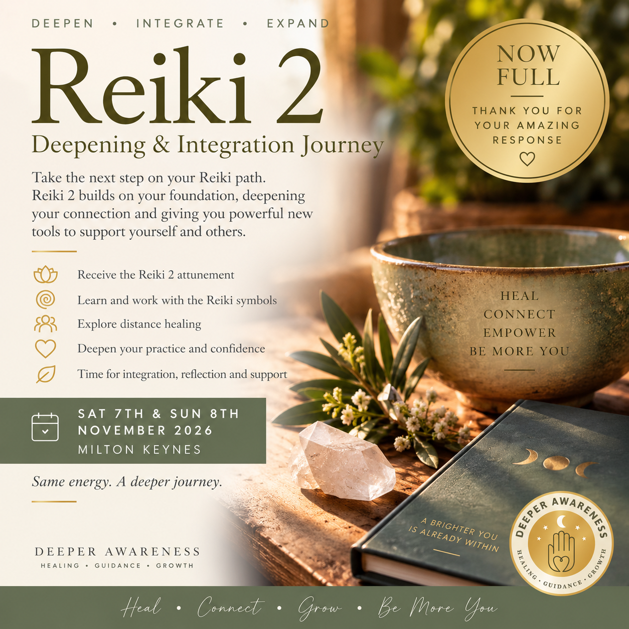 Reiki Level 2 Training Course - November 2026 (Milton Keynes) - NOW FULL