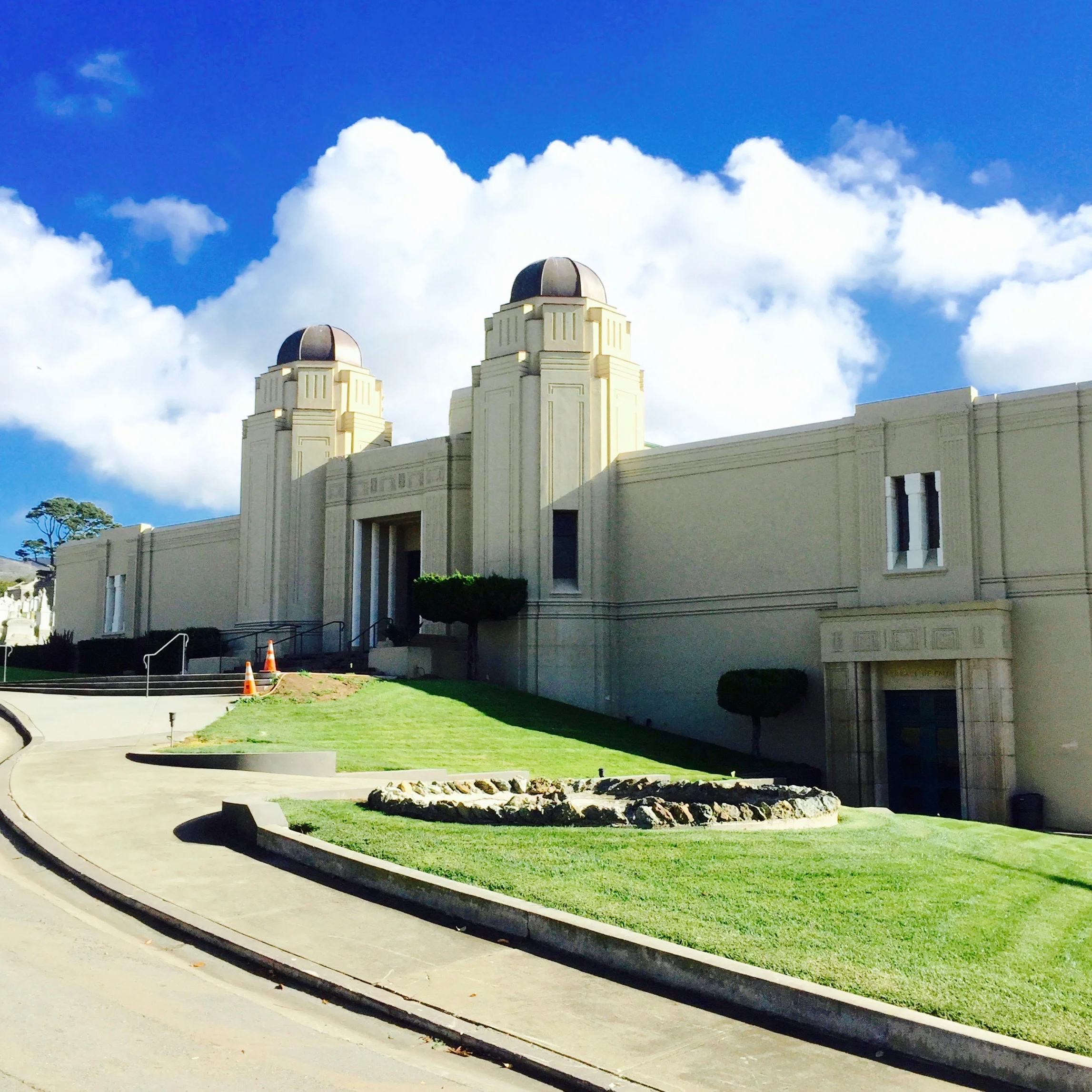 The Portals of Eternity mausoleum in the Hills of Eternity Memorial Park, Colma, California. — N.M-Y. '15